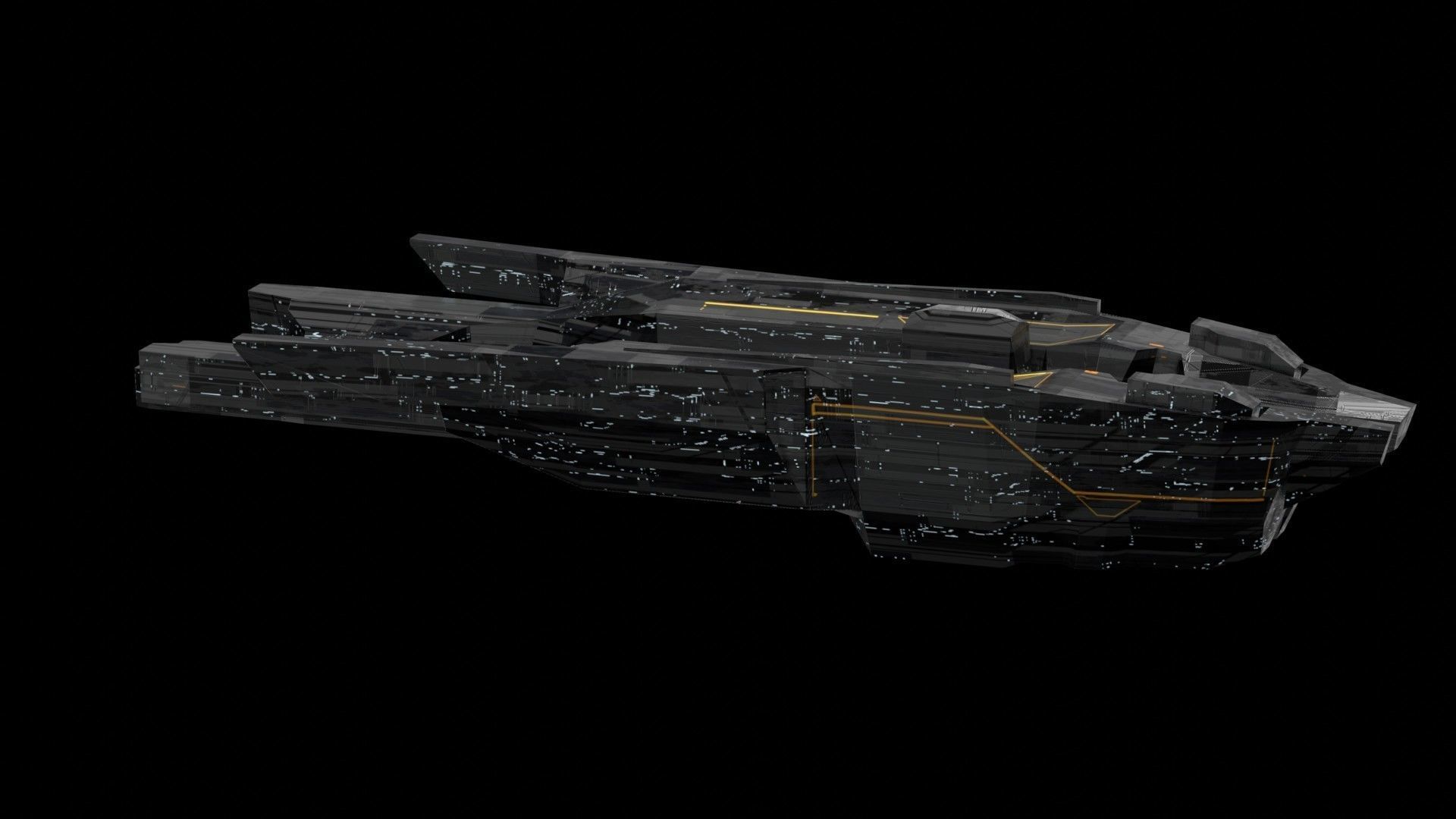 freighter space ship low poly 3D sci fi Low-poly 3D model_18