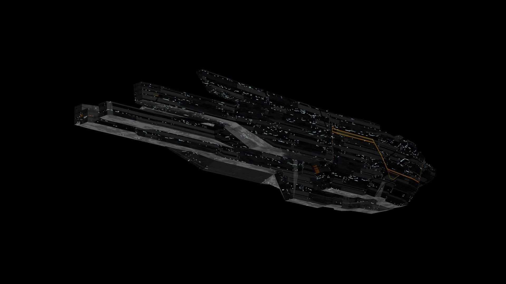 freighter space ship low poly 3D sci fi Low-poly 3D model_22
