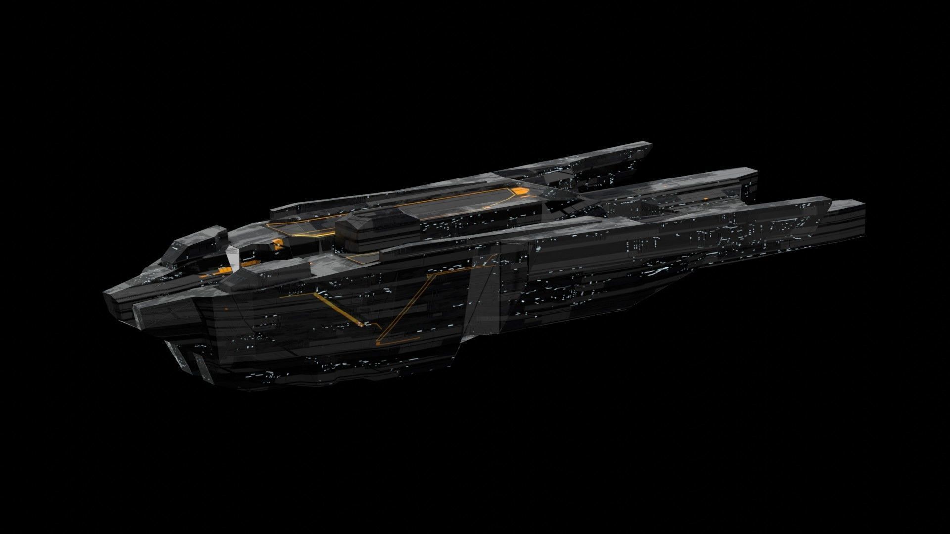 freighter space ship low poly 3D sci fi Low-poly 3D model_11
