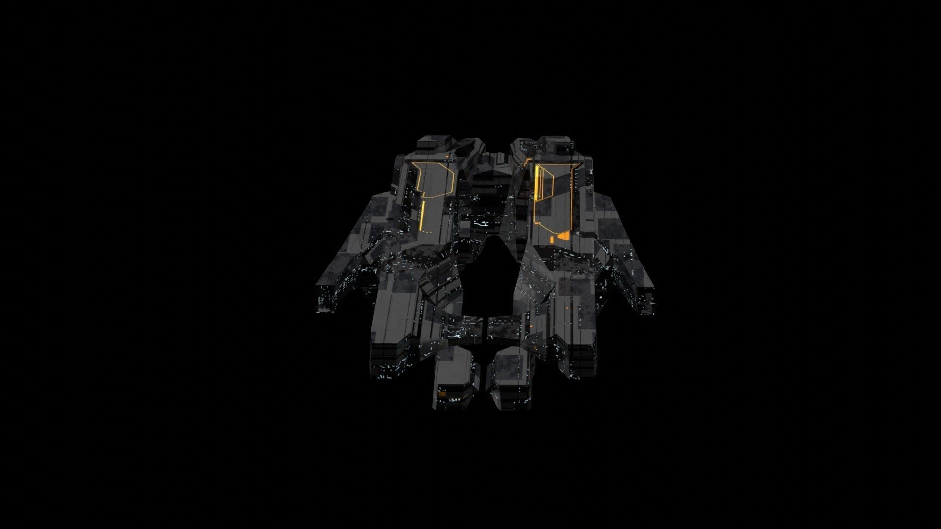freighter space ship low poly 3D sci fi Low-poly 3D model_4