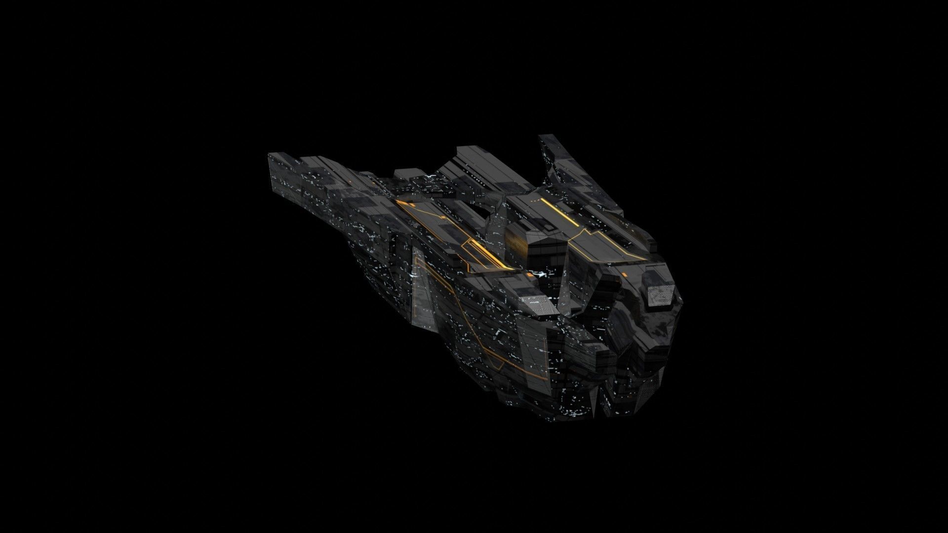 freighter space ship low poly 3D sci fi Low-poly 3D model_15