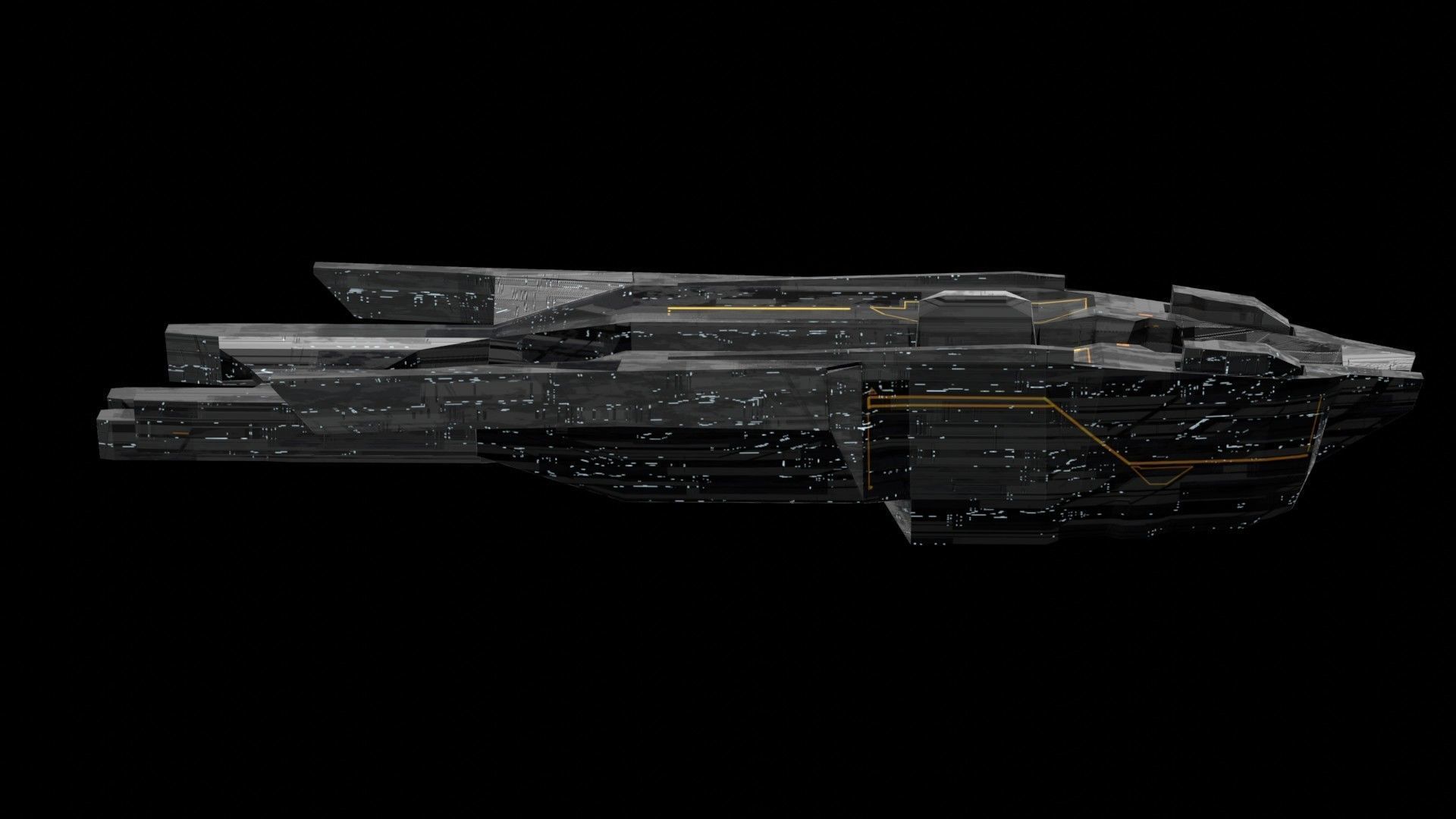 freighter space ship low poly 3D sci fi Low-poly 3D model_19