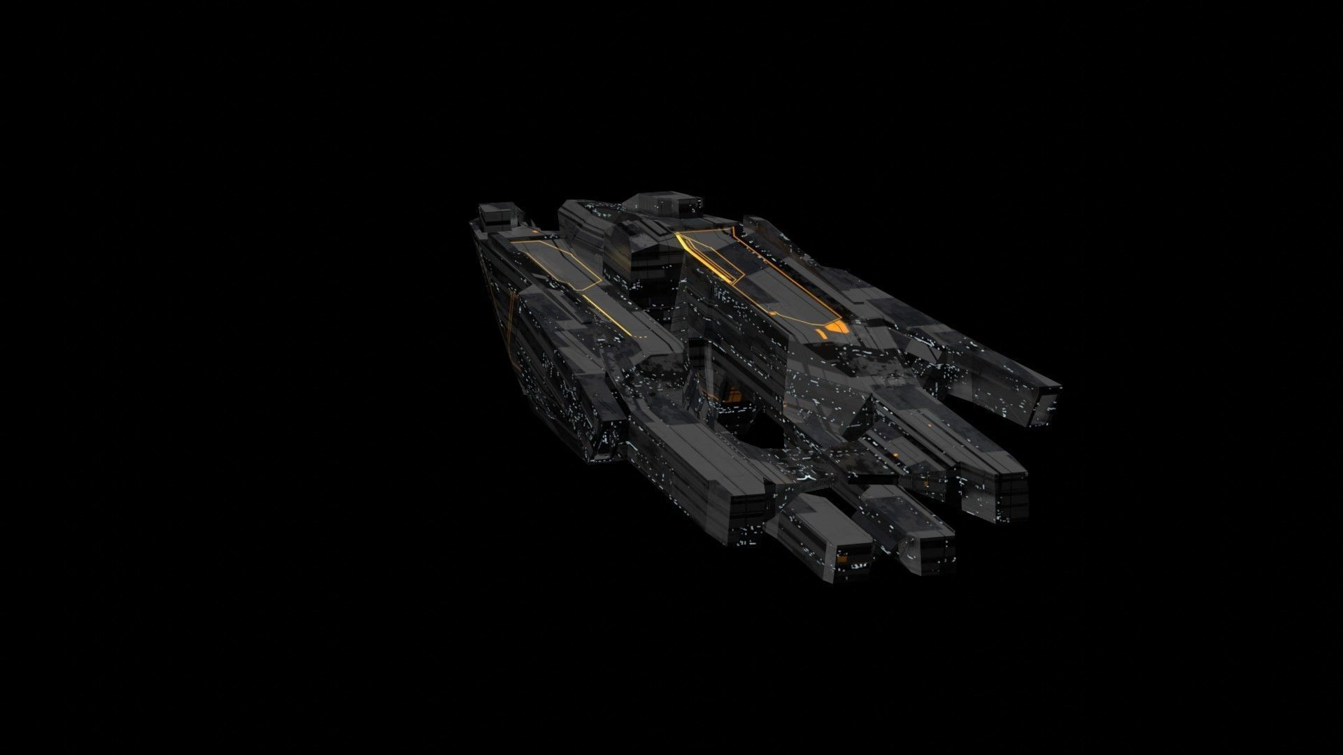 freighter space ship low poly 3D sci fi Low-poly 3D model_5