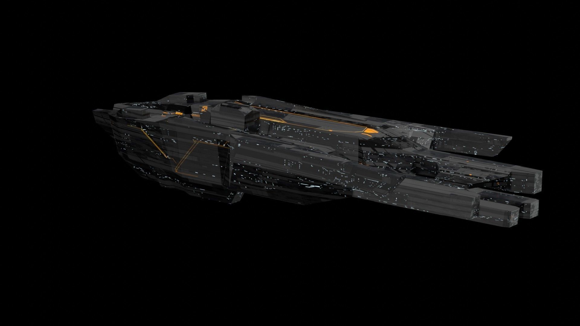 freighter space ship low poly 3D sci fi Low-poly 3D model_7