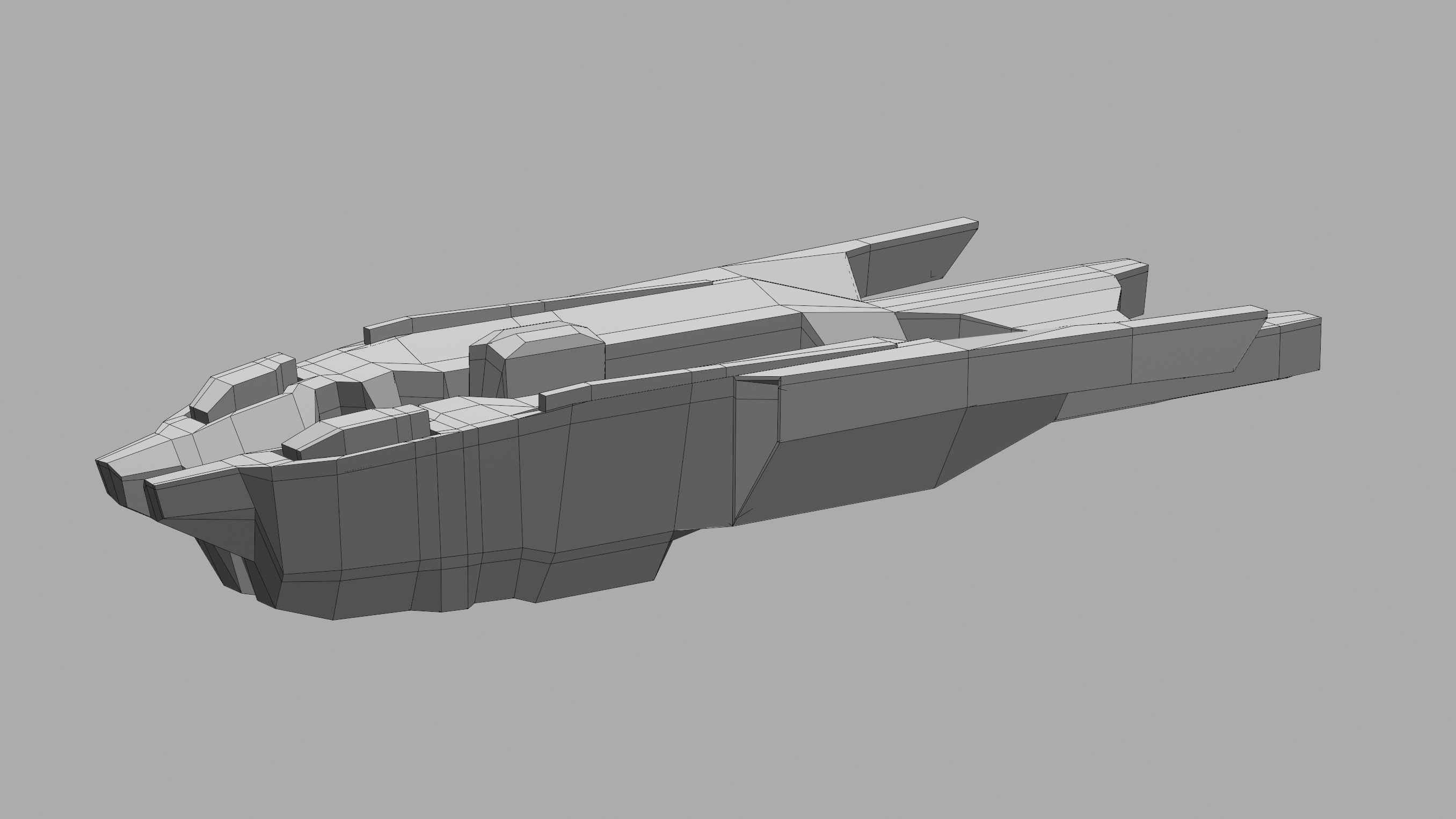 freighter space ship low poly 3D sci fi Low-poly 3D model_24