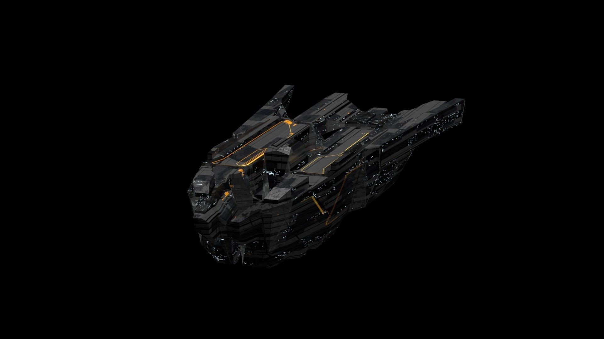 freighter space ship low poly 3D sci fi Low-poly 3D model_13