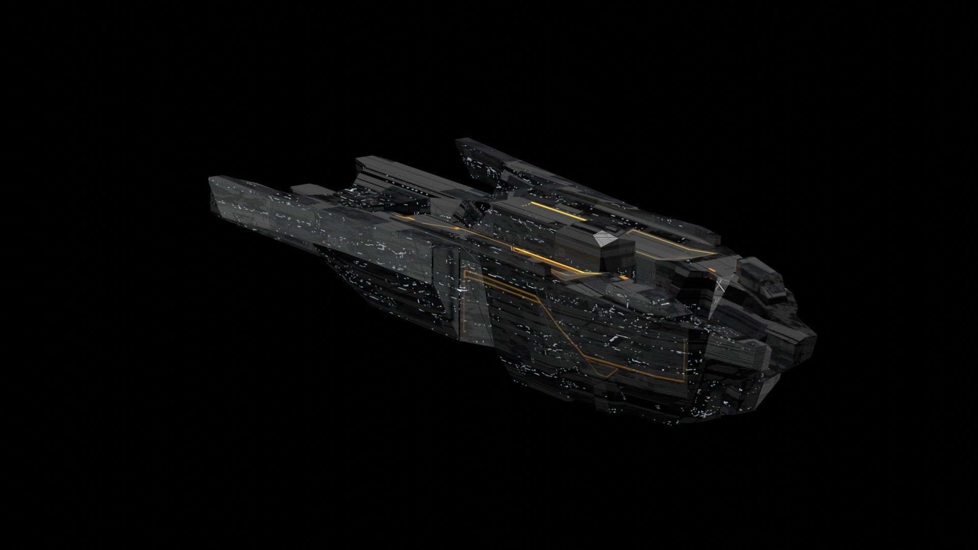 freighter space ship low poly 3D sci fi Low-poly 3D model_16