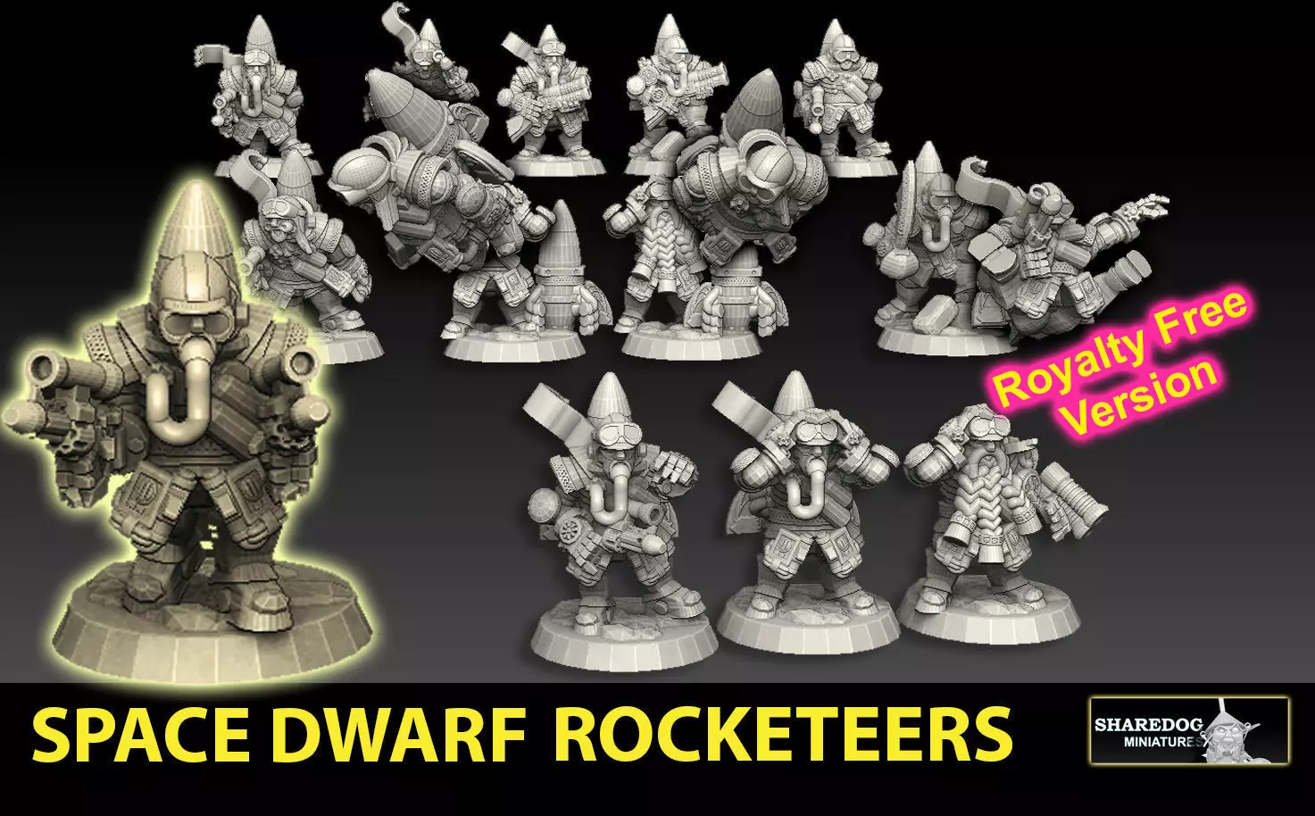 Space Dwarf Rocketeers ROYALTY FREE VERSION 3D print model_0