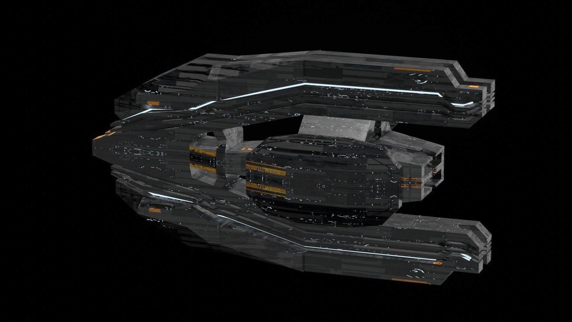 frigate spaceship sci fi low poly 3D Low-poly 3D model_18