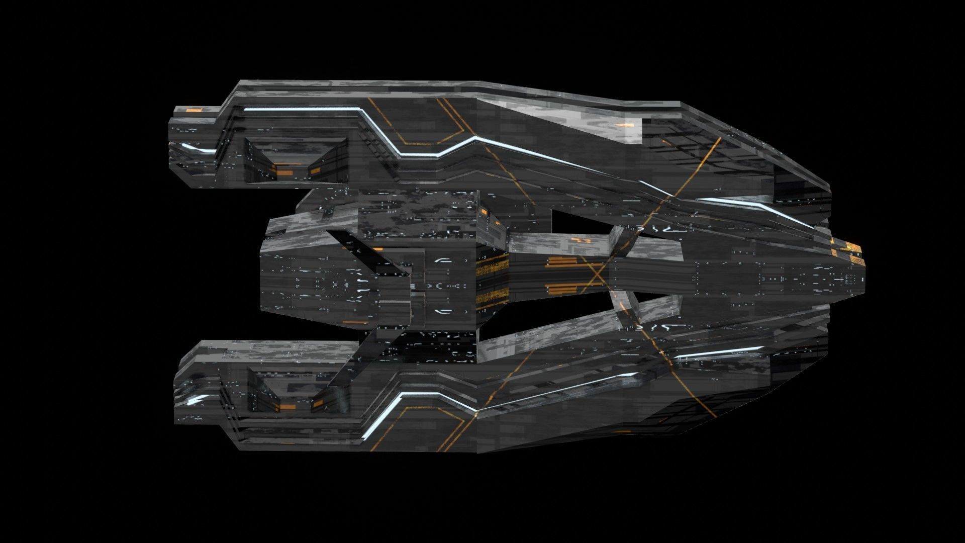 frigate spaceship sci fi low poly 3D Low-poly 3D model_9