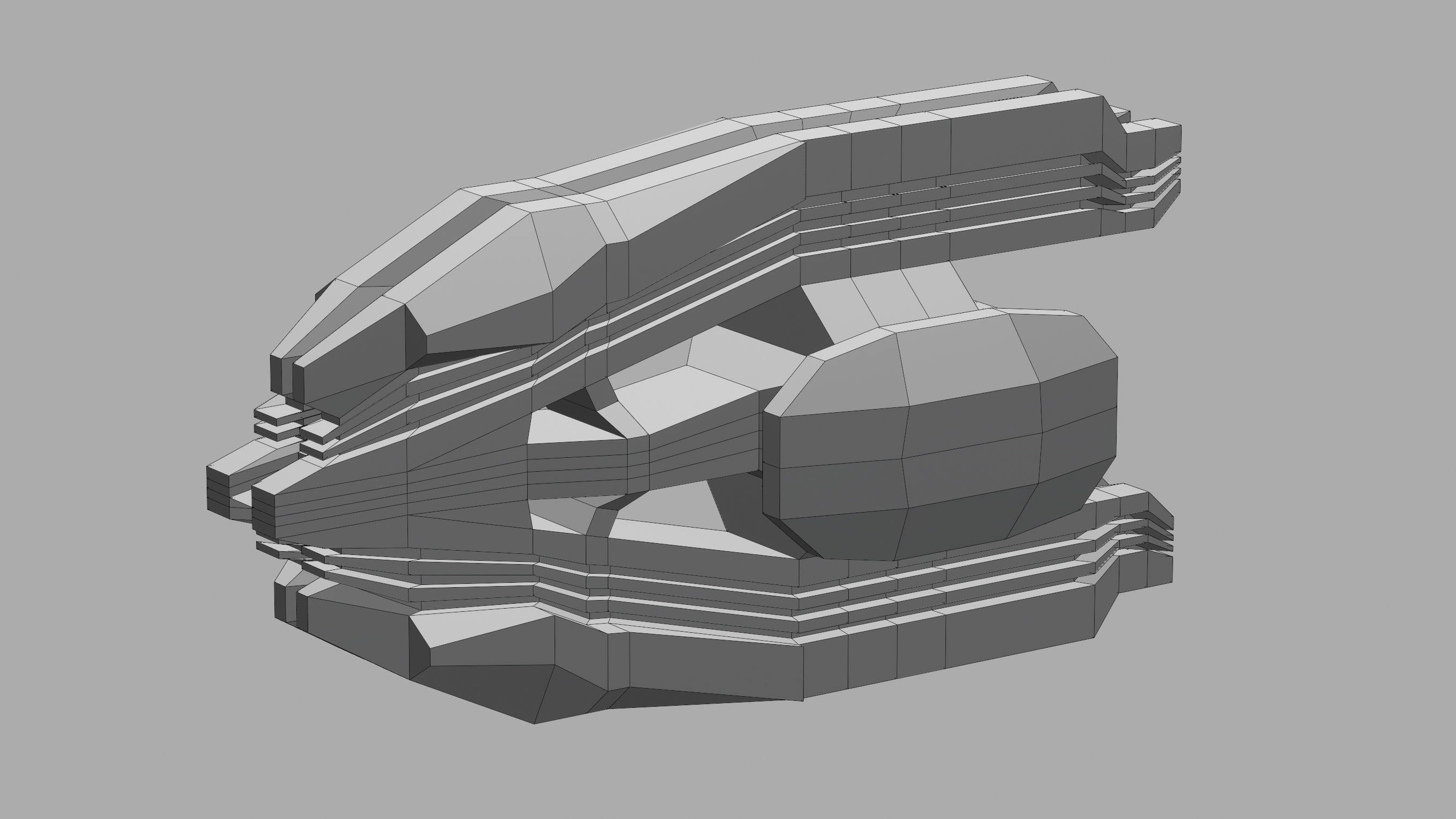 frigate spaceship sci fi low poly 3D Low-poly 3D model_24