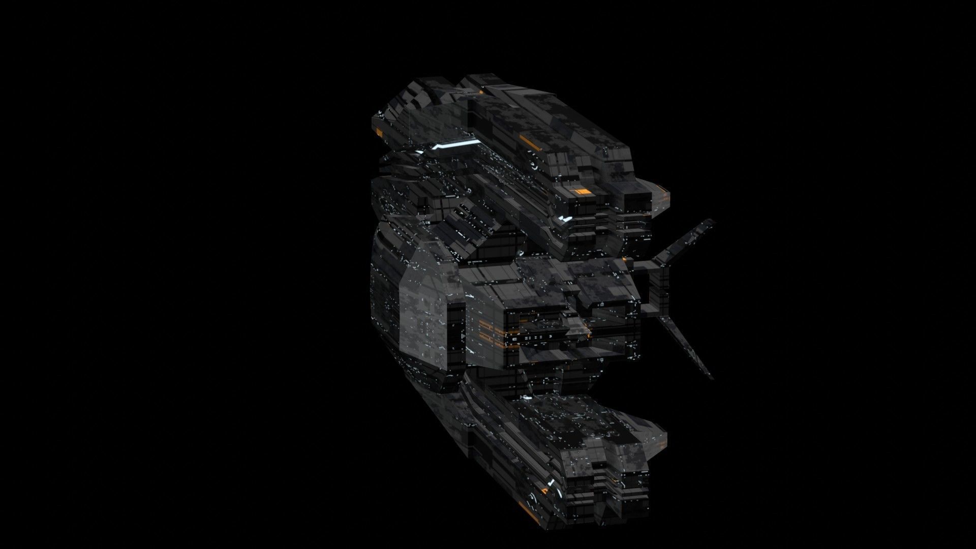 frigate spaceship sci fi low poly 3D Low-poly 3D model_15