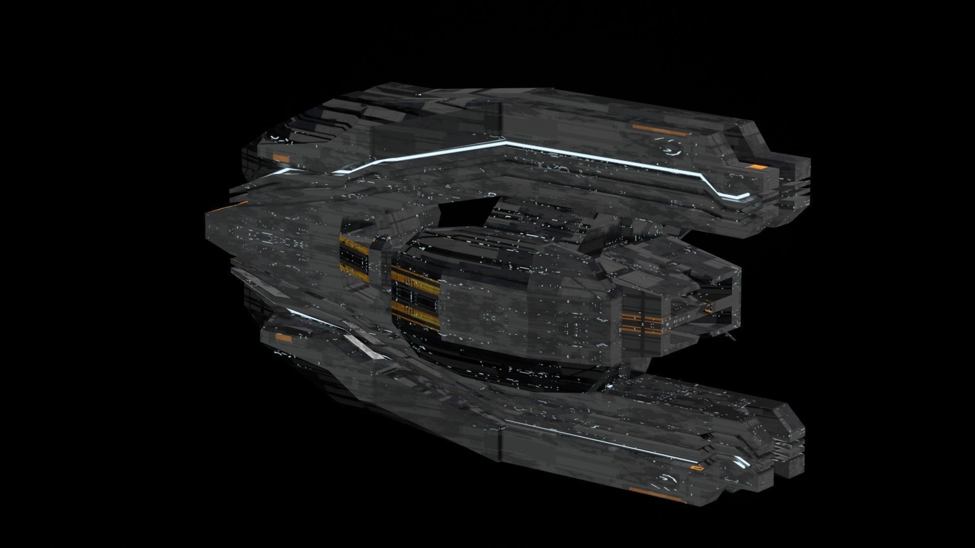 frigate spaceship sci fi low poly 3D Low-poly 3D model_17