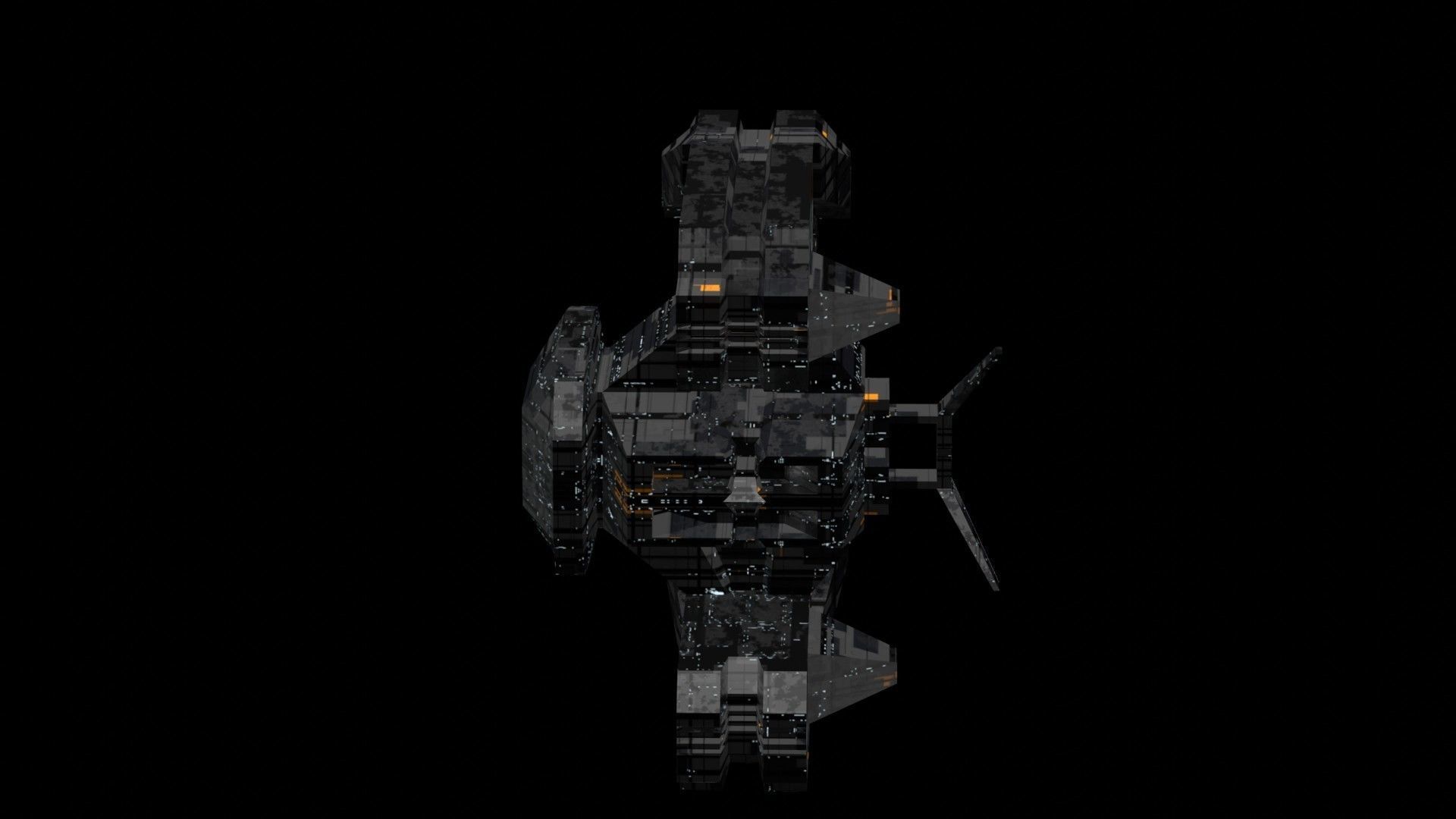 frigate spaceship sci fi low poly 3D Low-poly 3D model_14
