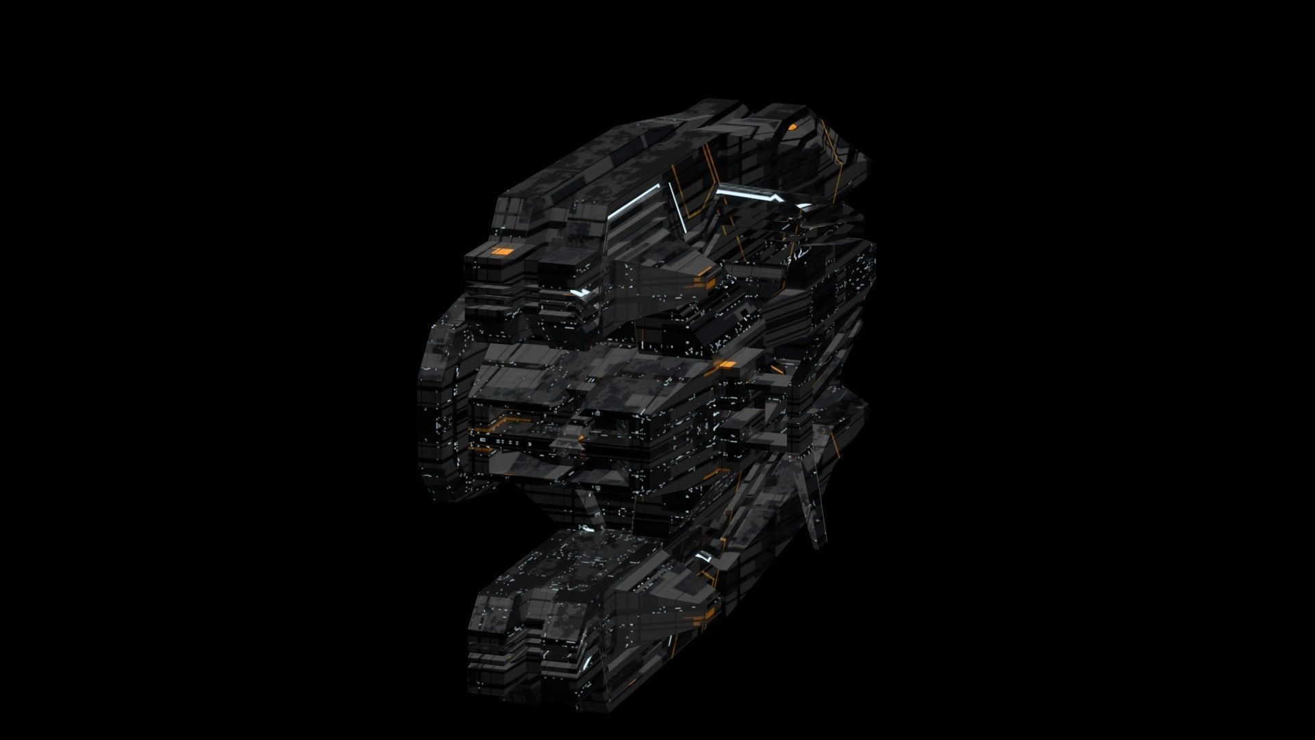 frigate spaceship sci fi low poly 3D Low-poly 3D model_13