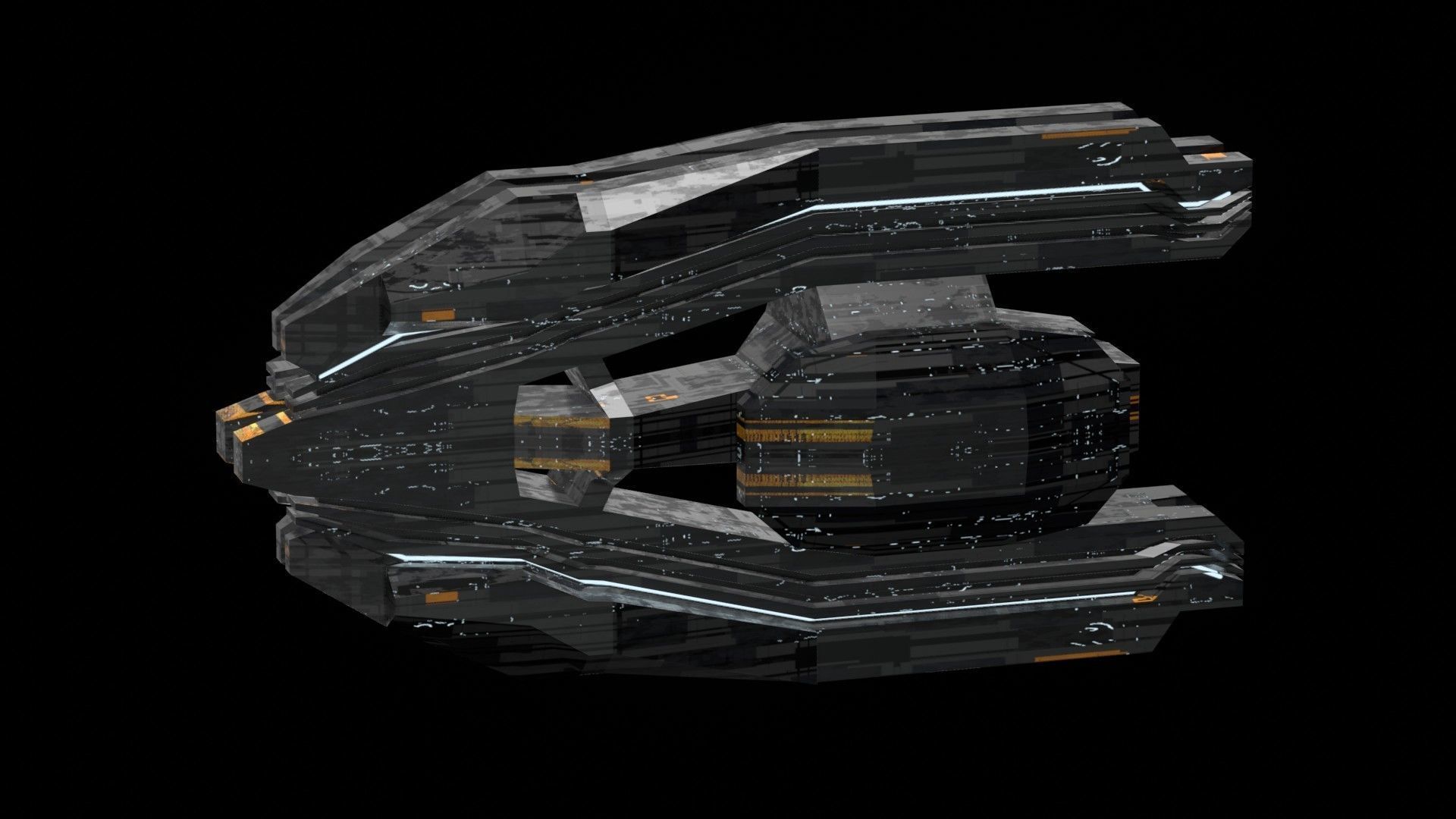 frigate spaceship sci fi low poly 3D Low-poly 3D model_20