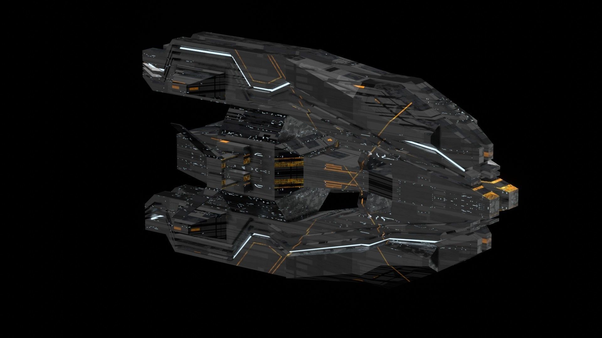 frigate spaceship sci fi low poly 3D Low-poly 3D model_7