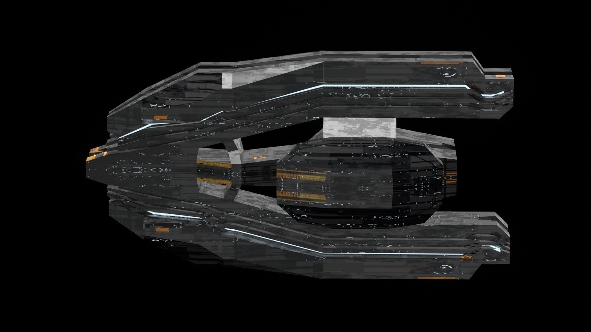 frigate spaceship sci fi low poly 3D Low-poly 3D model_19