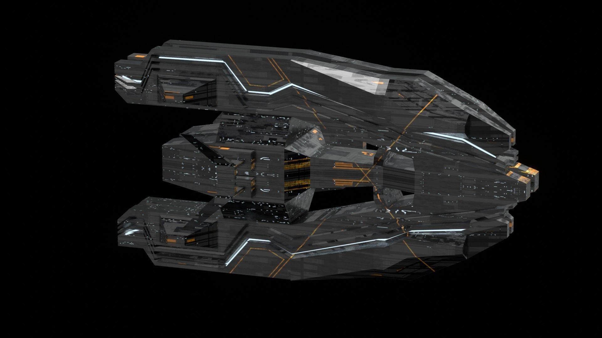 frigate spaceship sci fi low poly 3D Low-poly 3D model_8