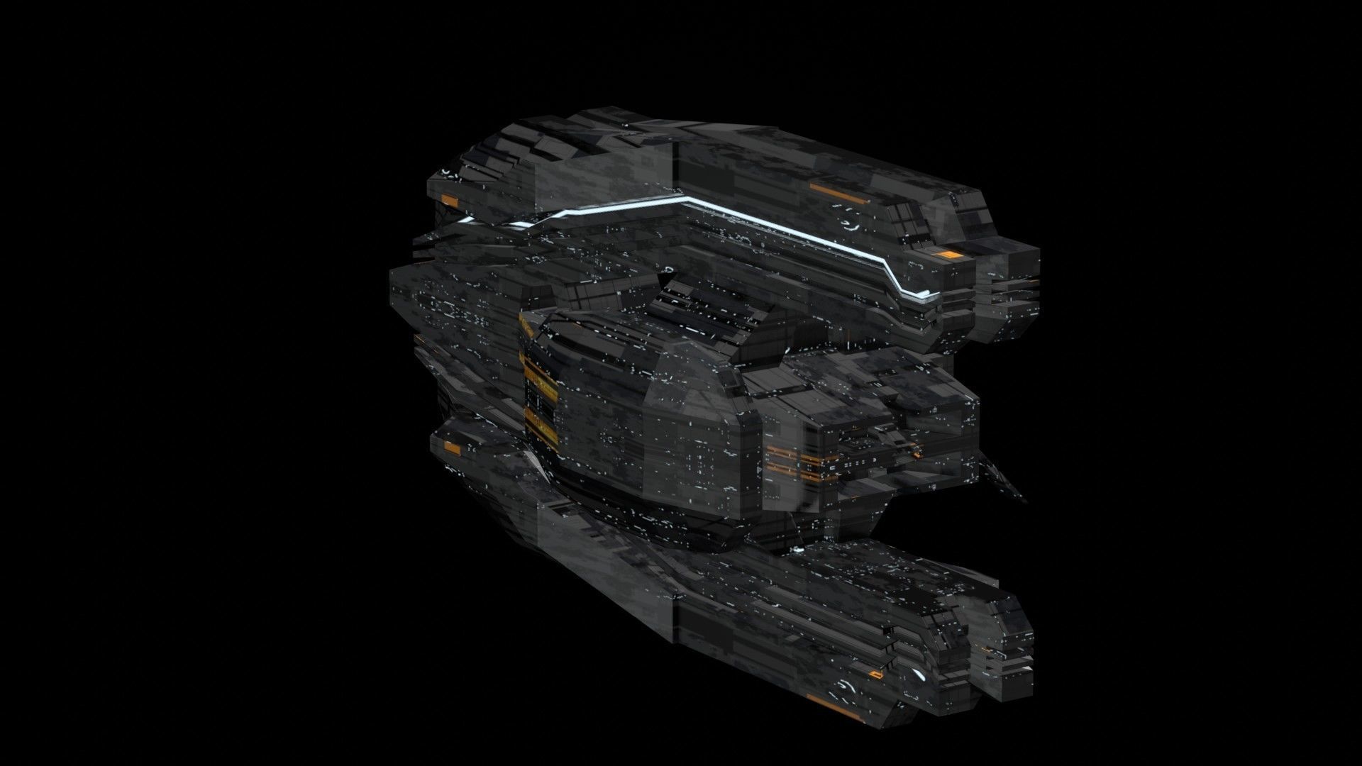 frigate spaceship sci fi low poly 3D Low-poly 3D model_16