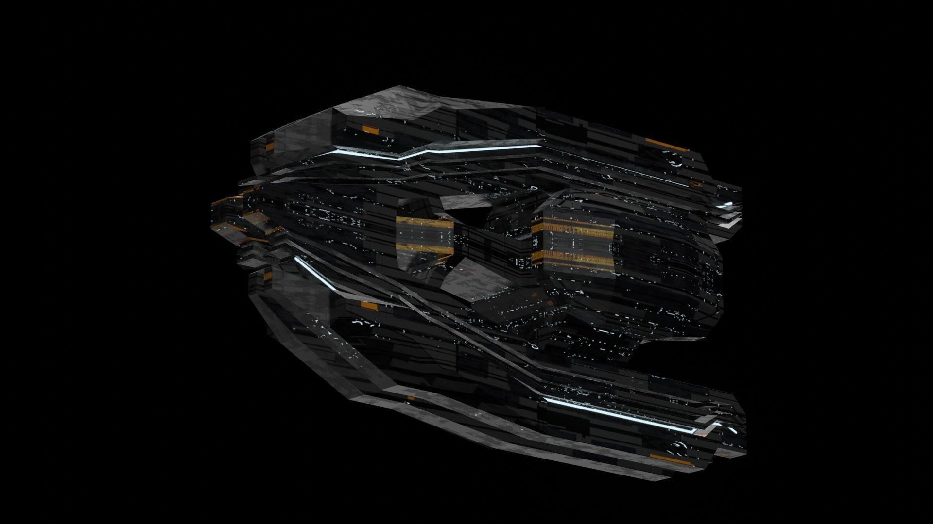 frigate spaceship sci fi low poly 3D Low-poly 3D model_22