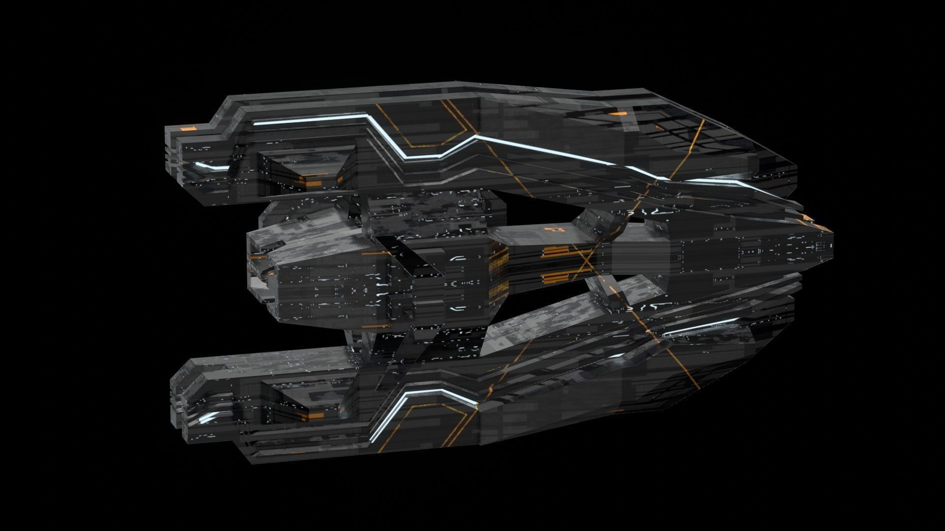 frigate spaceship sci fi low poly 3D Low-poly 3D model_10