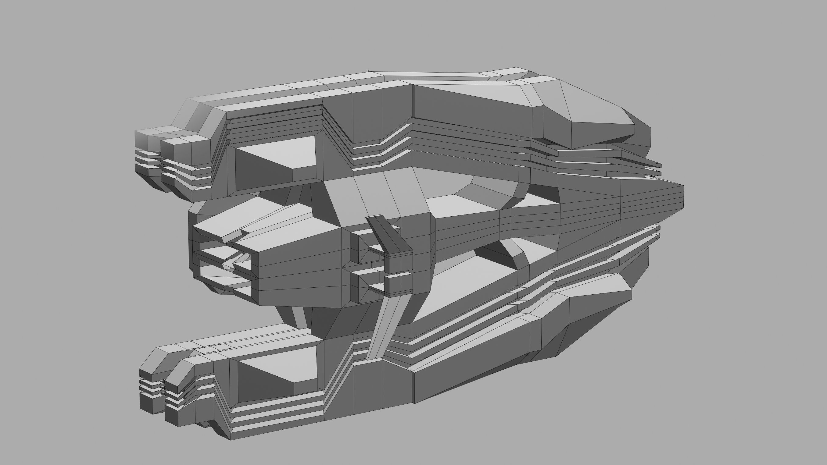 frigate spaceship sci fi low poly 3D Low-poly 3D model_23