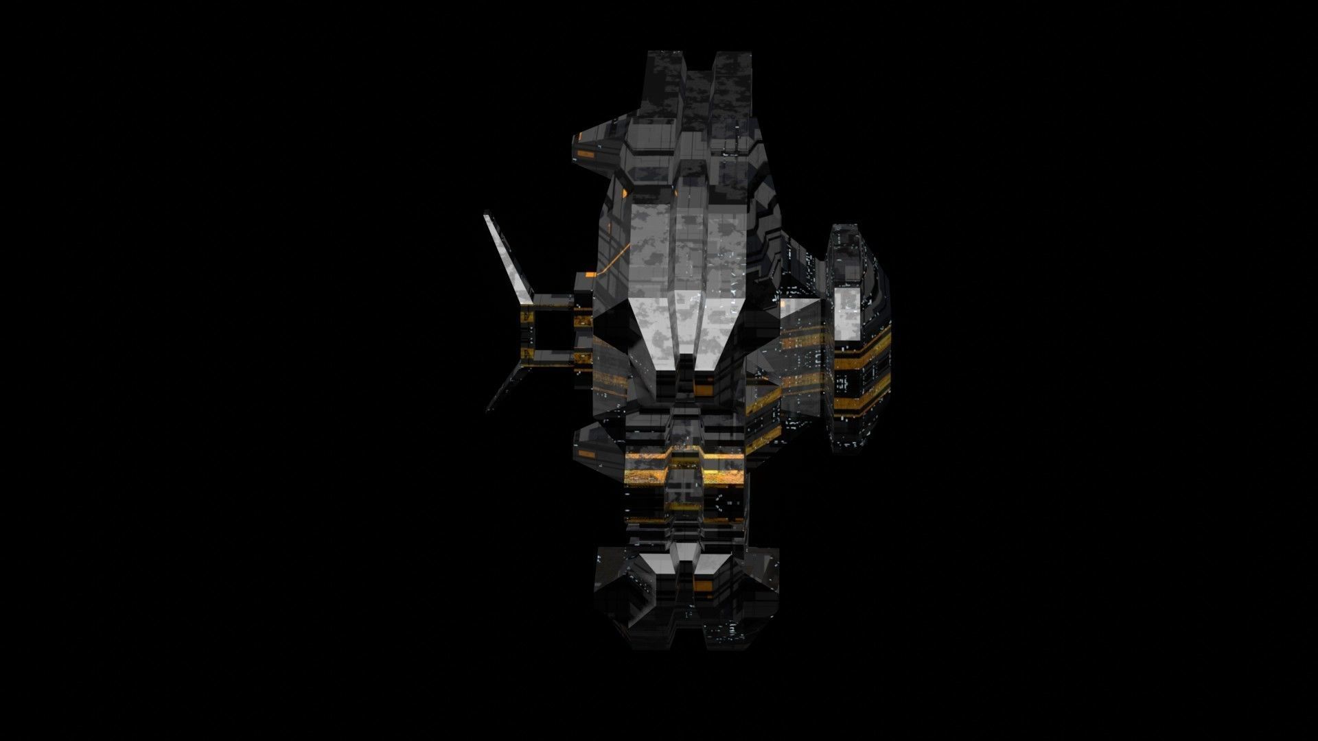 frigate spaceship sci fi low poly 3D Low-poly 3D model_4
