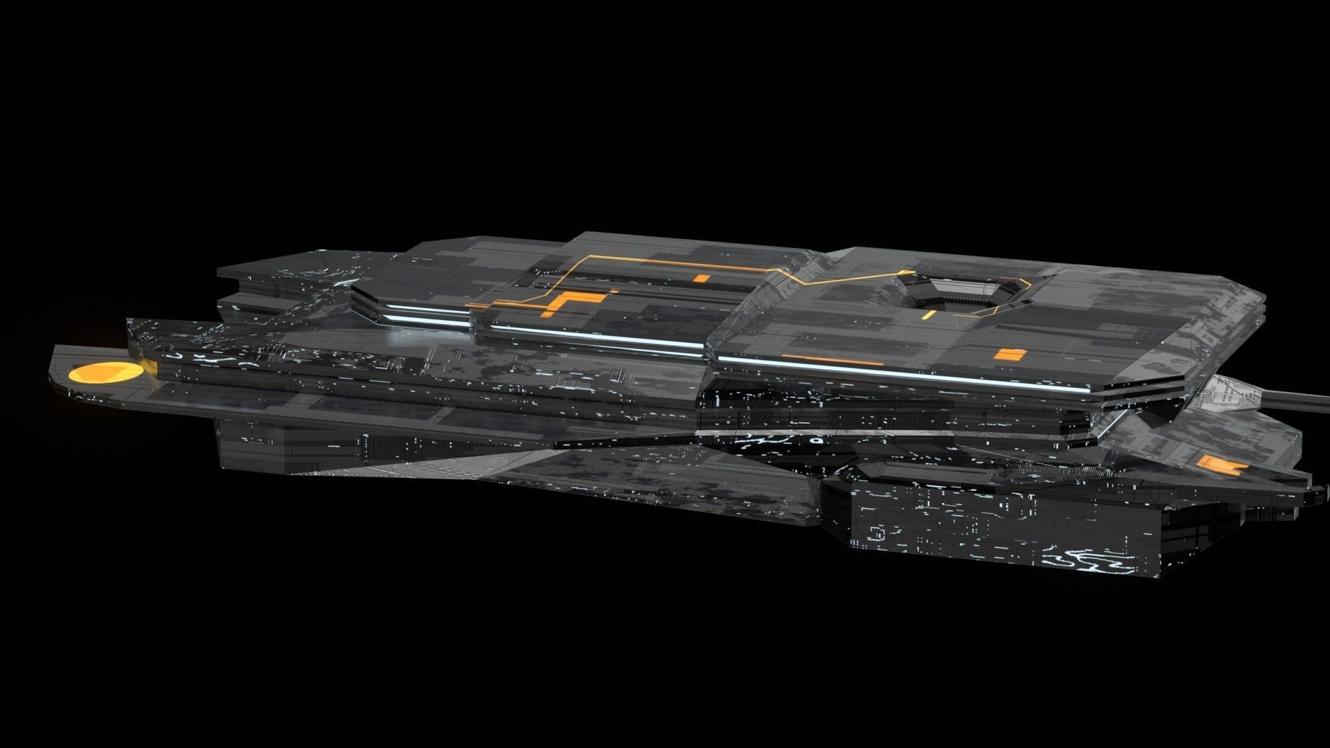 destroyer spaceship sci fi 3D Low-poly 3D model_8