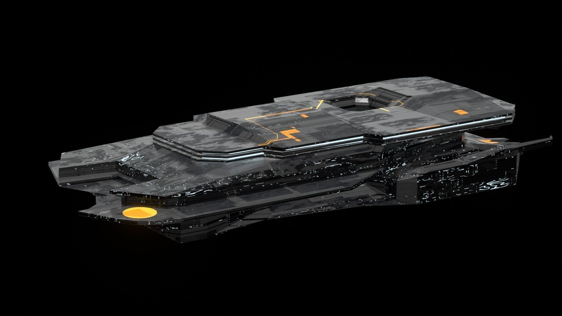 destroyer spaceship sci fi 3D Low-poly 3D model_11