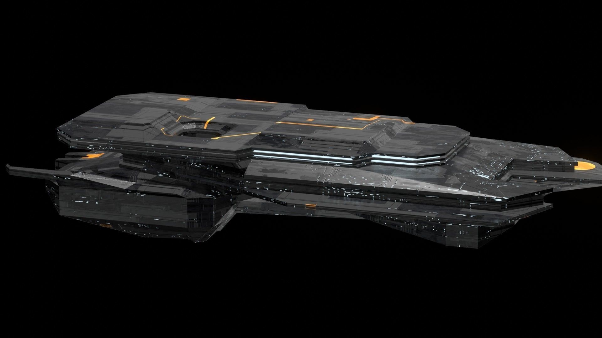 destroyer spaceship sci fi 3D Low-poly 3D model_18