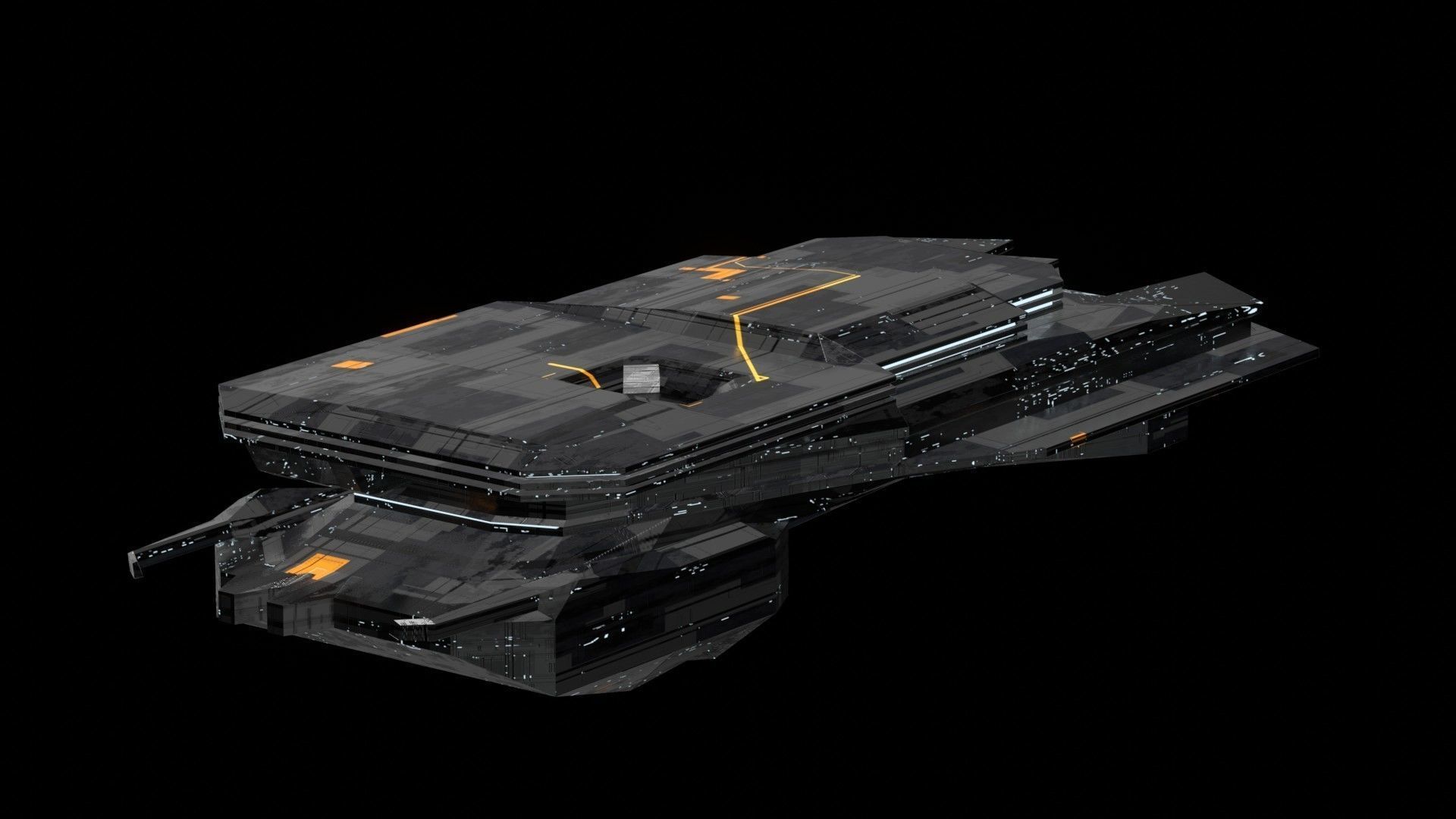 destroyer spaceship sci fi 3D Low-poly 3D model_2