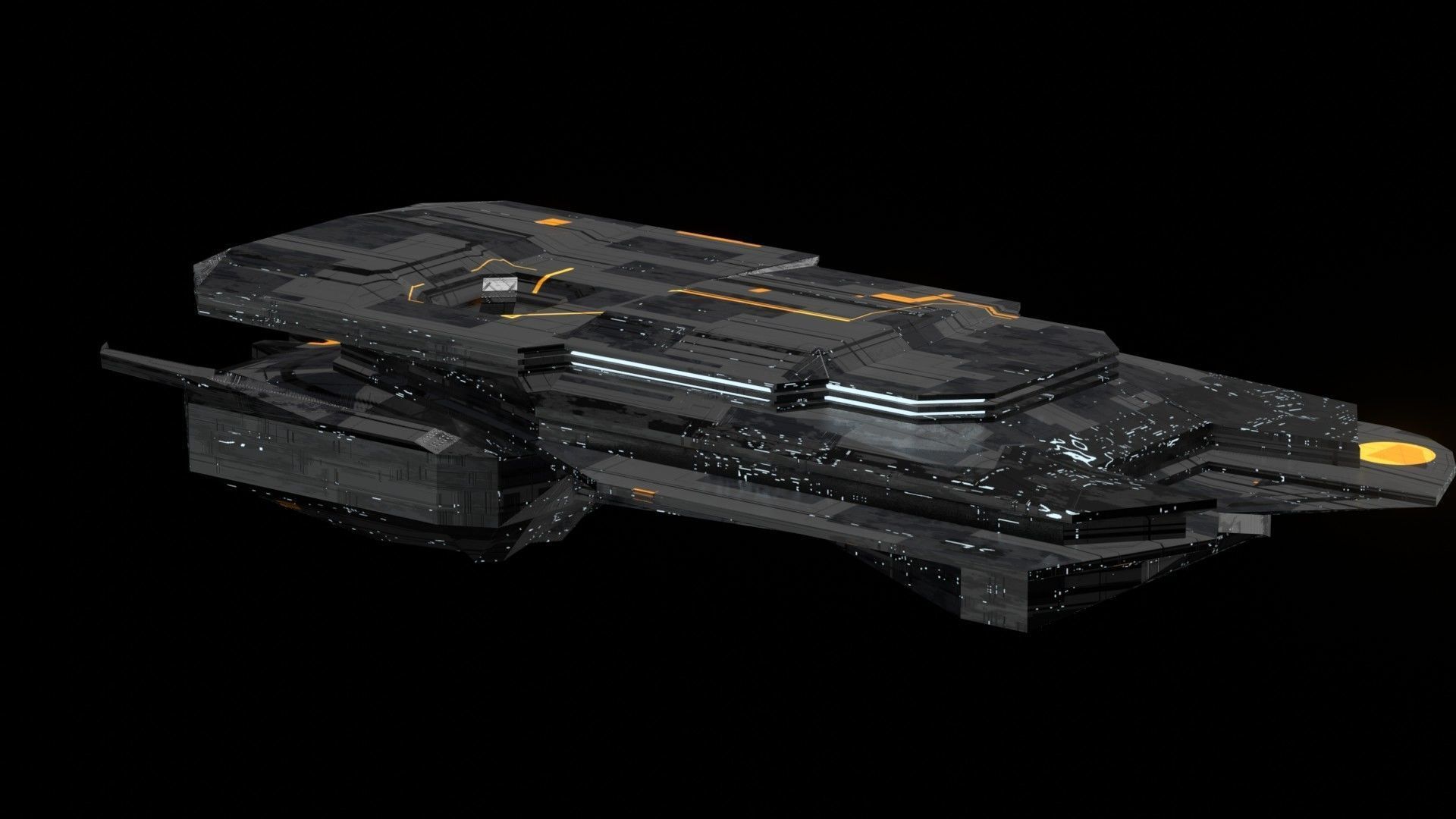 destroyer spaceship sci fi 3D Low-poly 3D model_17