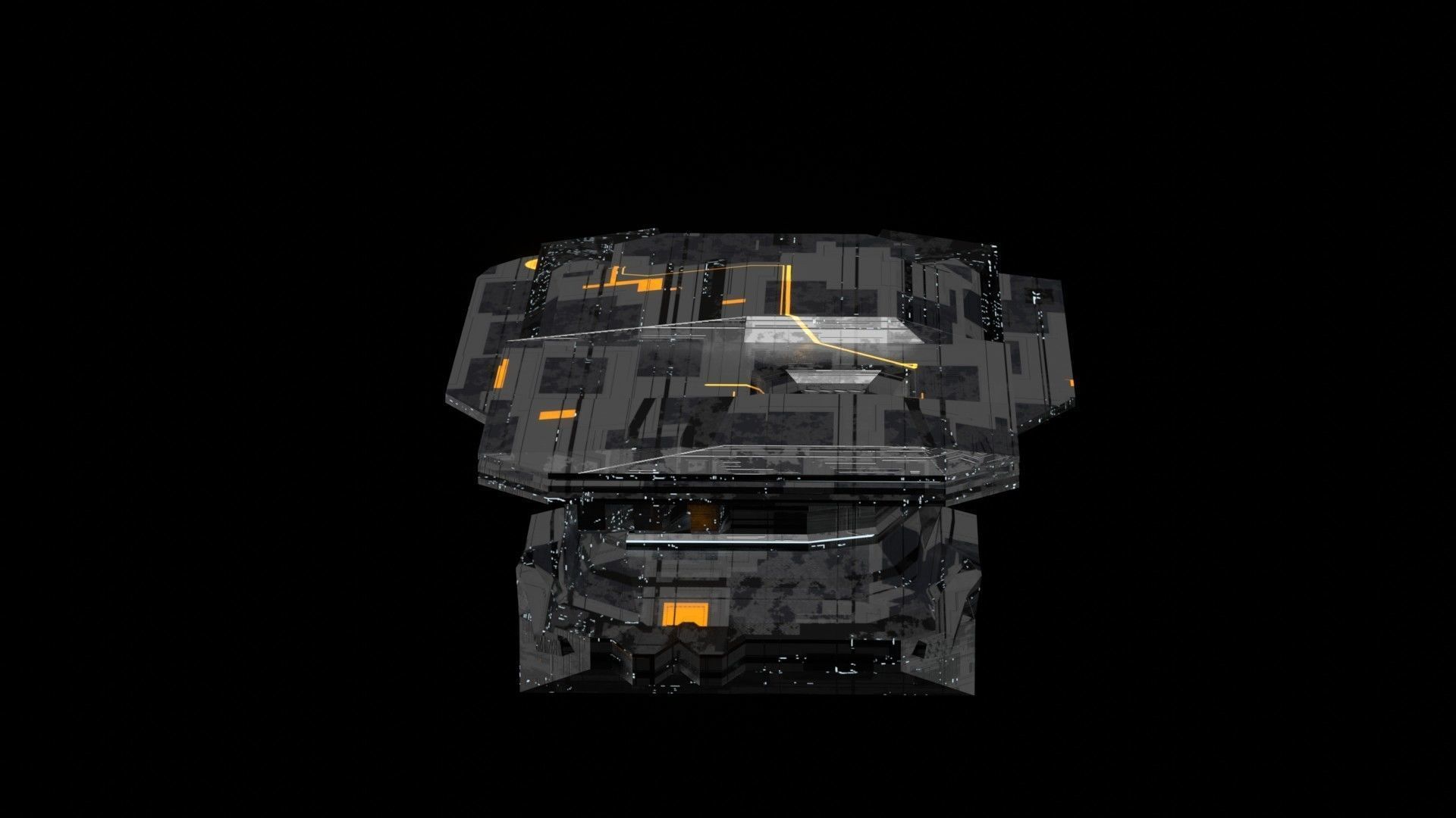 destroyer spaceship sci fi 3D Low-poly 3D model_4