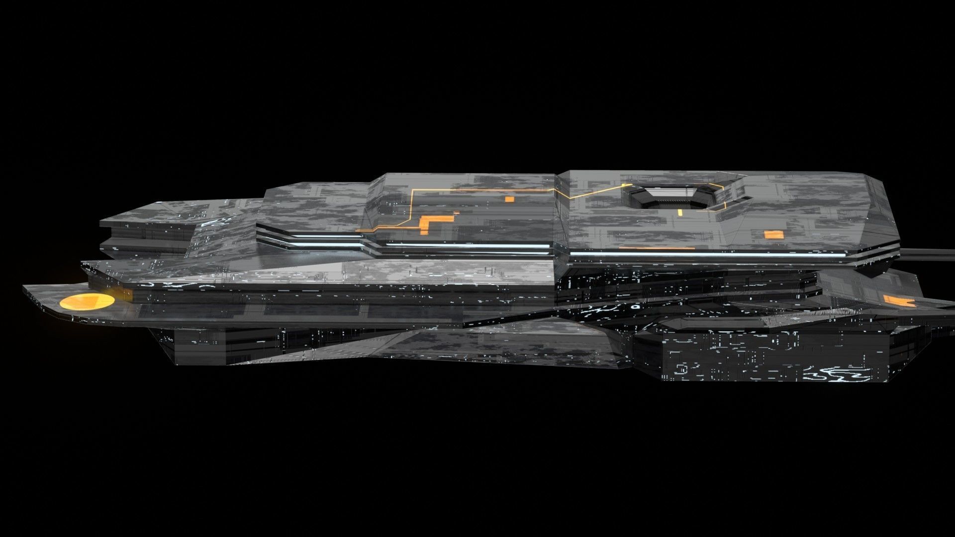 destroyer spaceship sci fi 3D Low-poly 3D model_9