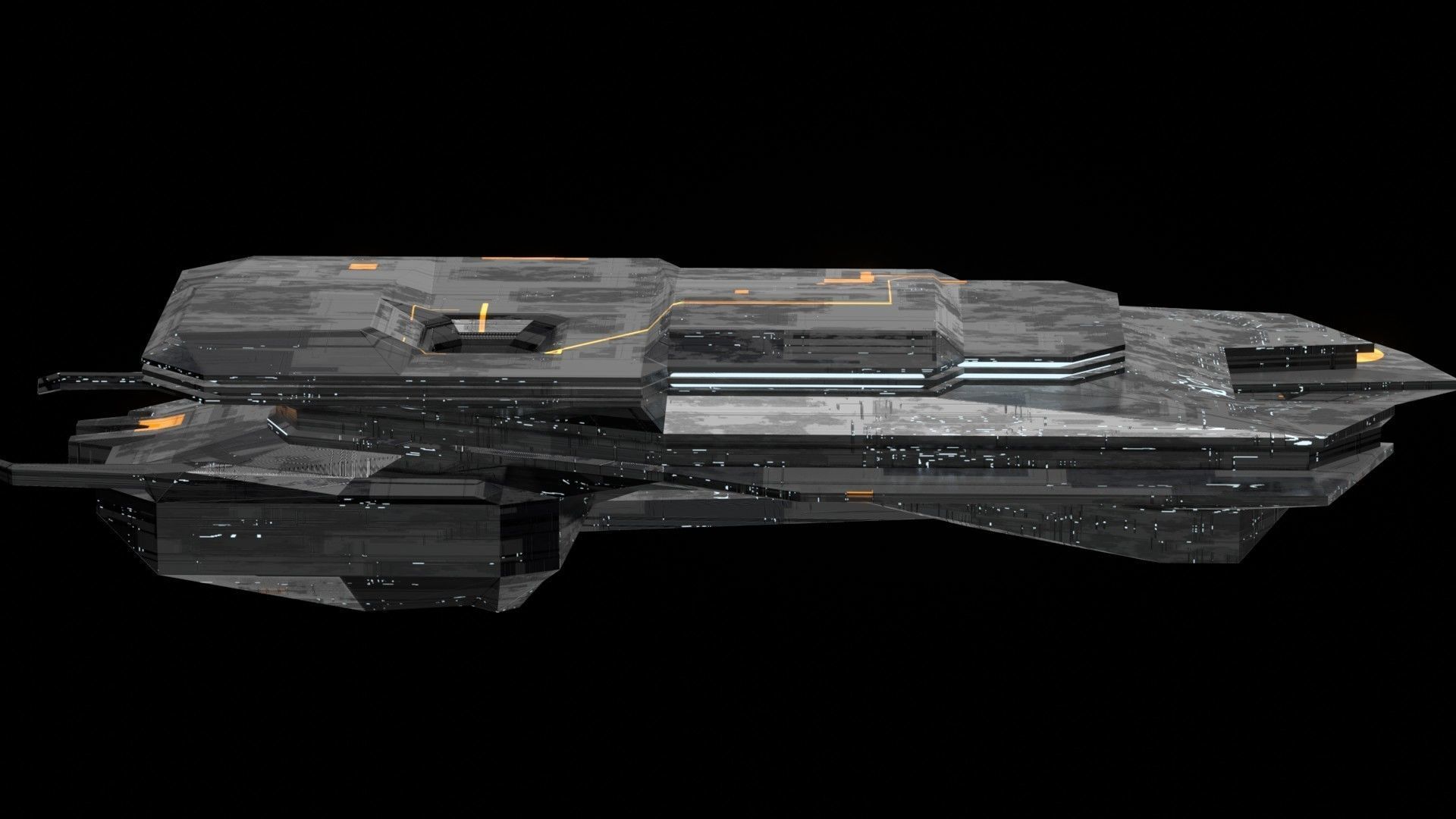 destroyer spaceship sci fi 3D Low-poly 3D model_19