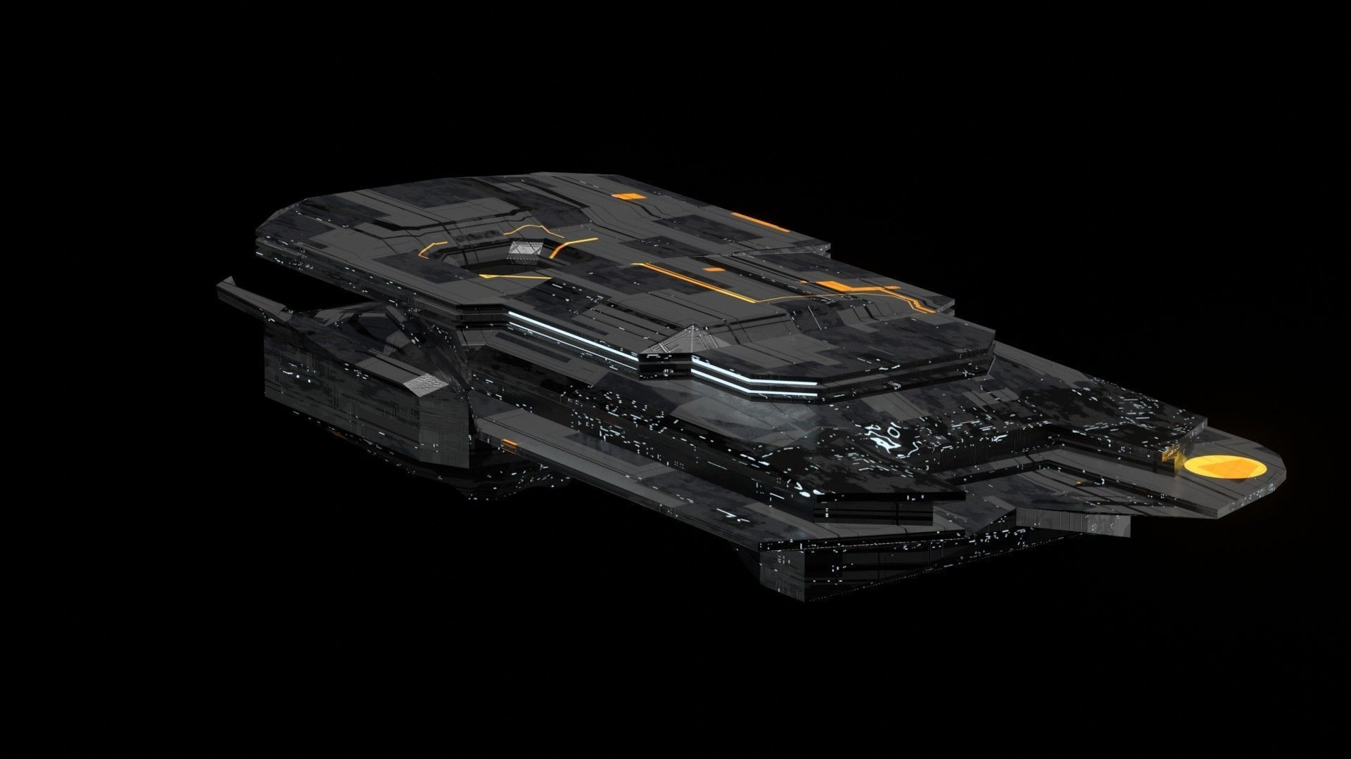 destroyer spaceship sci fi 3D Low-poly 3D model_16