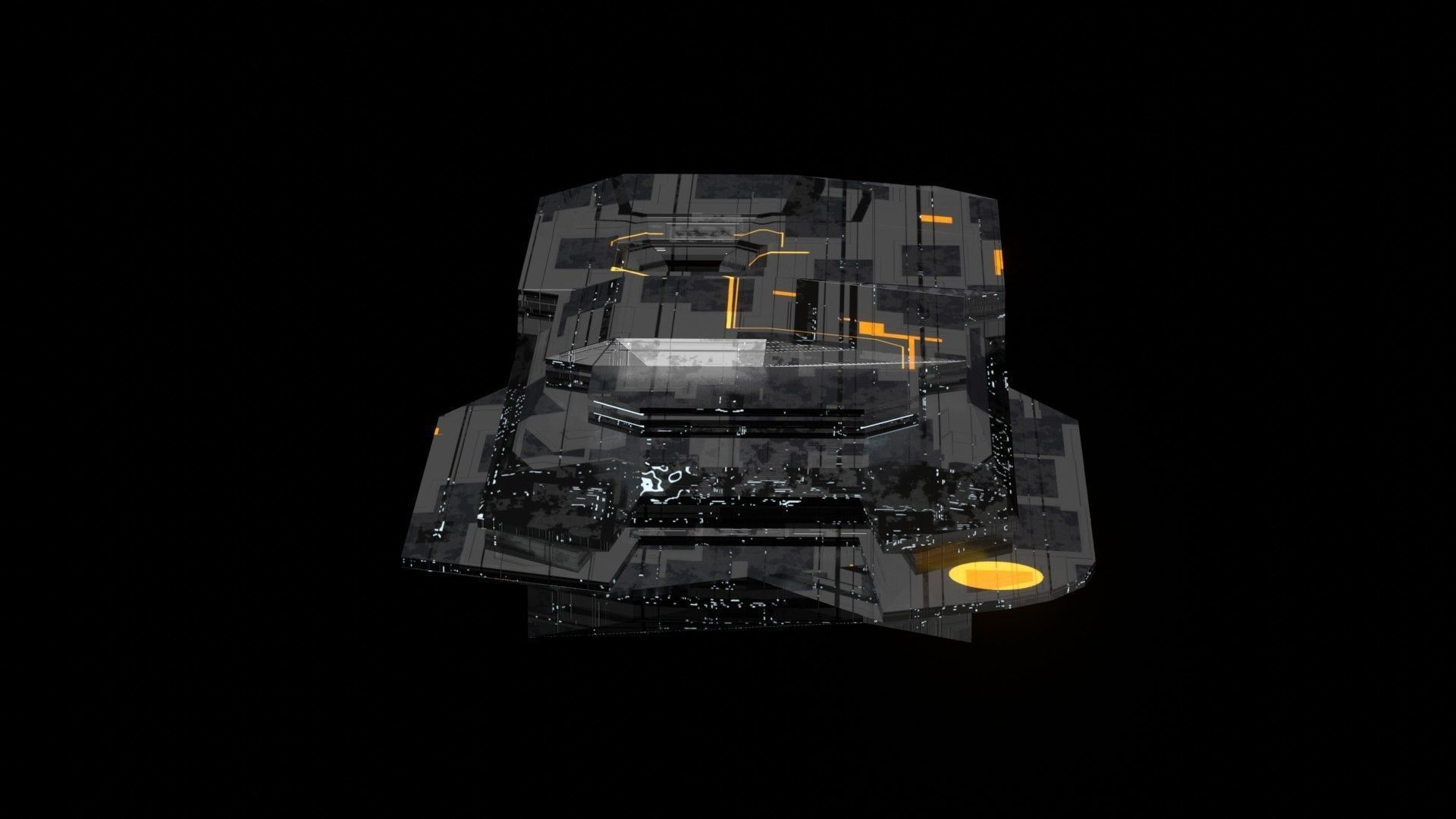 destroyer spaceship sci fi 3D Low-poly 3D model_14