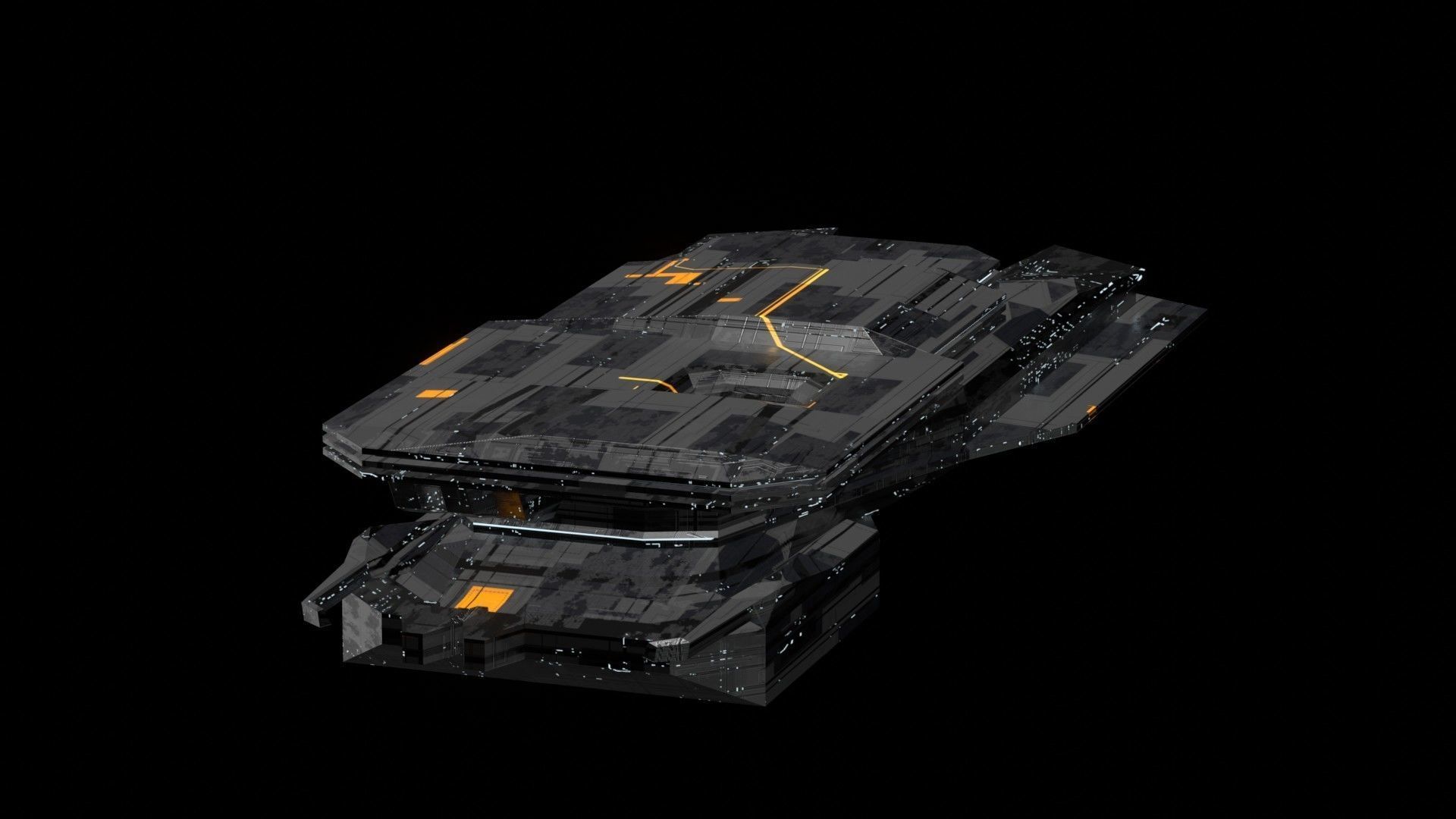 destroyer spaceship sci fi 3D Low-poly 3D model_3