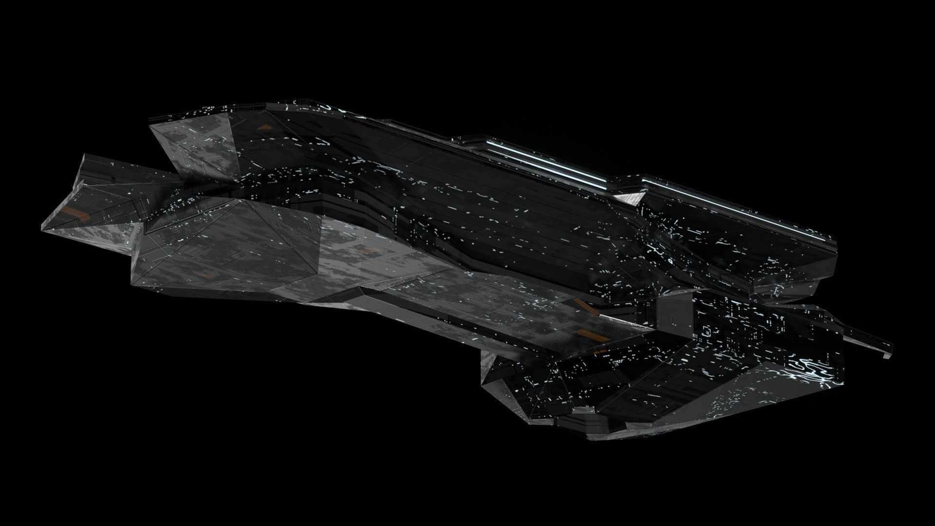 destroyer spaceship sci fi 3D Low-poly 3D model_21