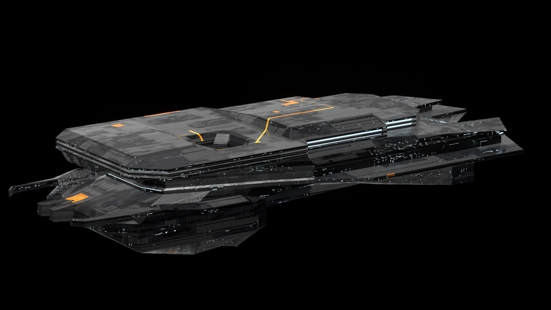 destroyer spaceship sci fi 3D Low-poly 3D model_1