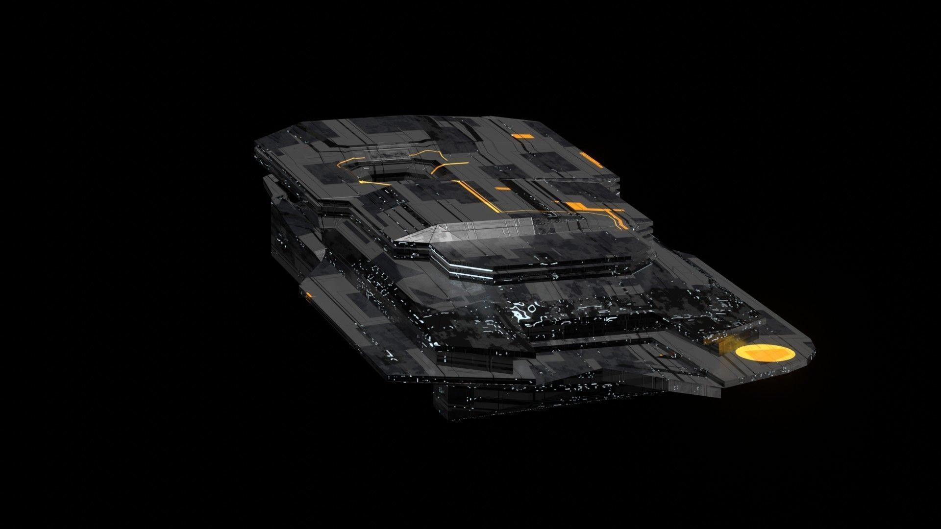 destroyer spaceship sci fi 3D Low-poly 3D model_15