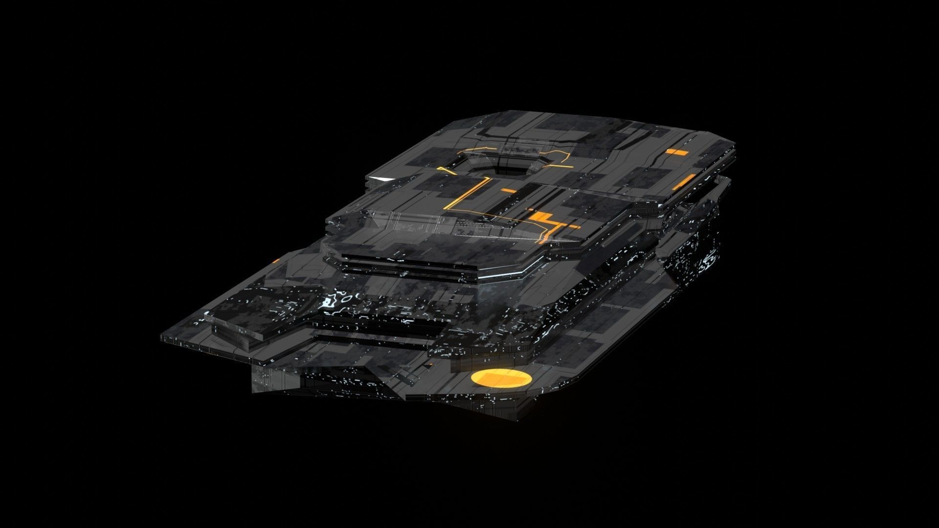 destroyer spaceship sci fi 3D Low-poly 3D model_13