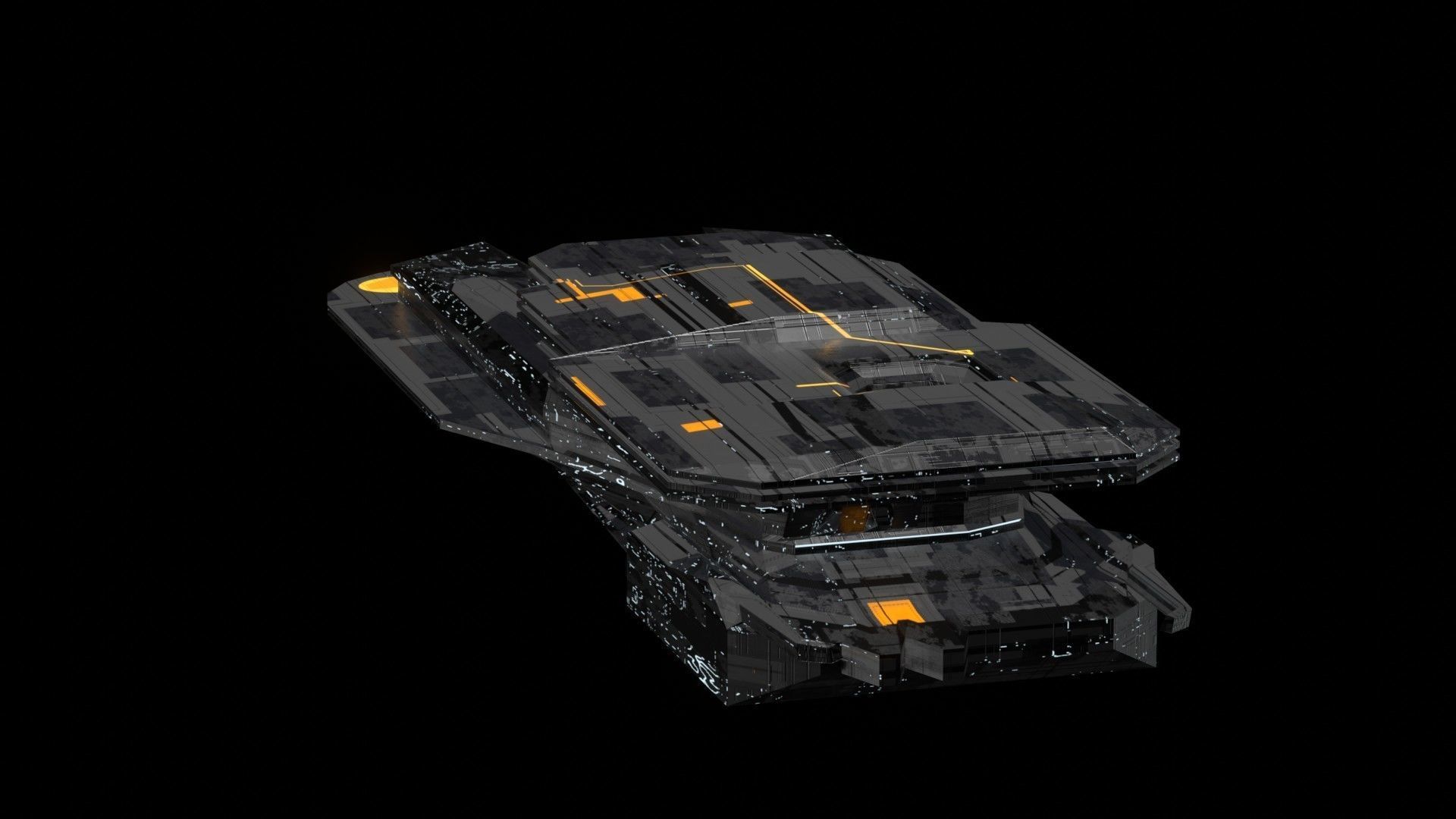 destroyer spaceship sci fi 3D Low-poly 3D model_5