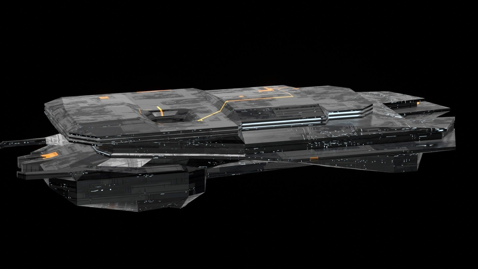 destroyer spaceship sci fi 3D Low-poly 3D model_20