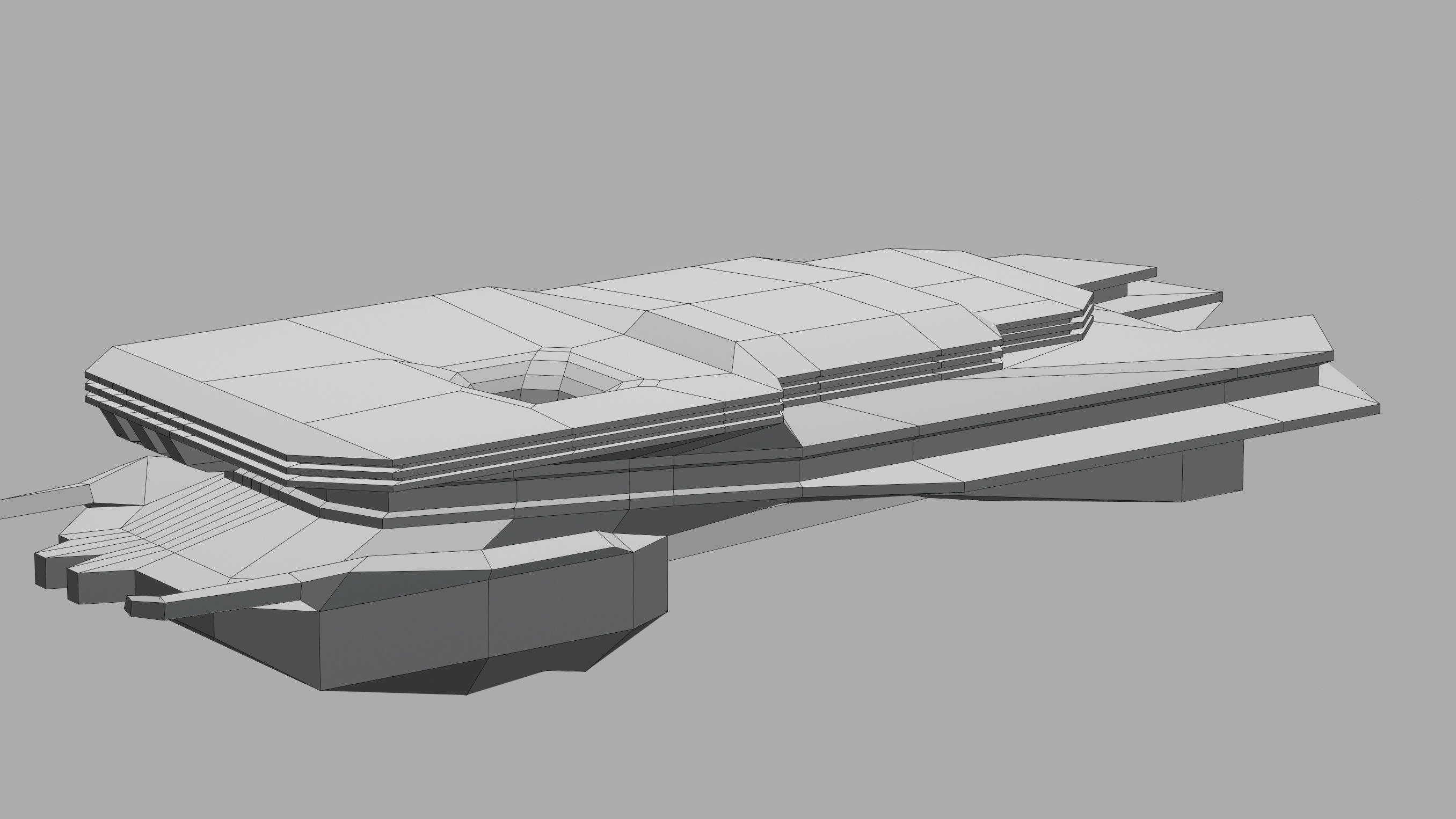 destroyer spaceship sci fi 3D Low-poly 3D model_23