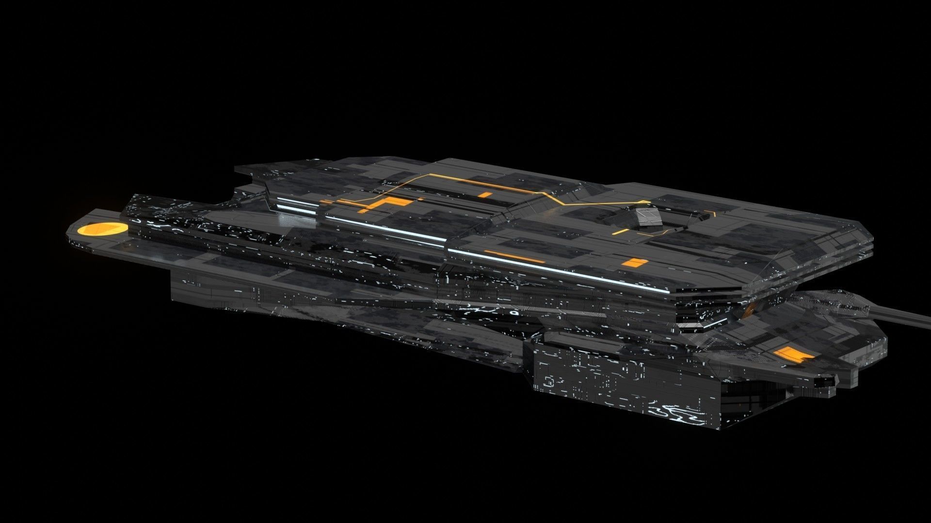 destroyer spaceship sci fi 3D Low-poly 3D model_7