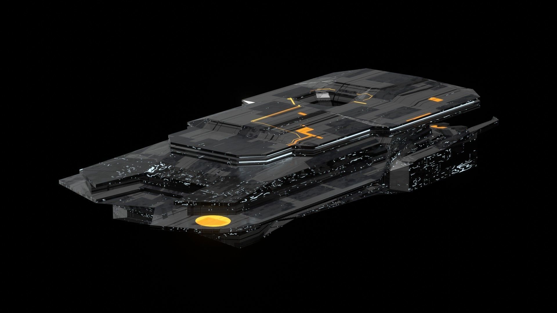 destroyer spaceship sci fi 3D Low-poly 3D model_12