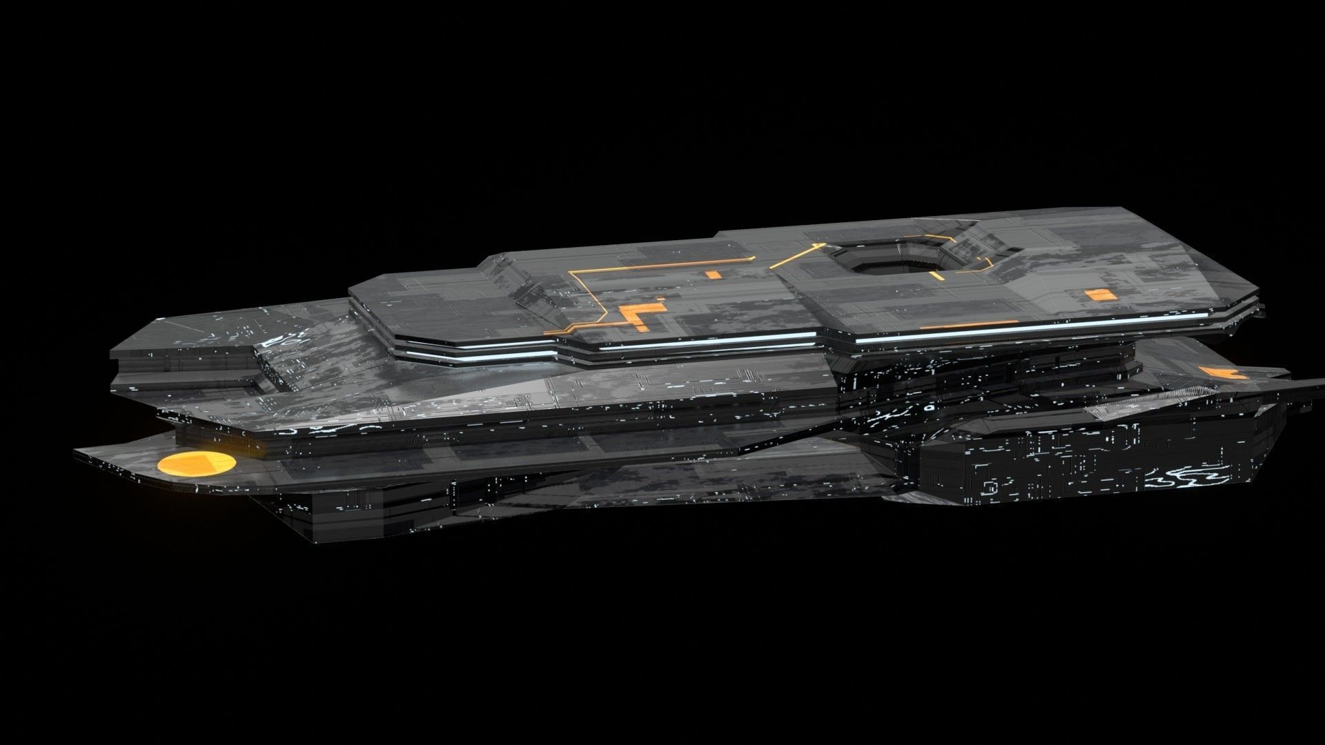 destroyer spaceship sci fi 3D Low-poly 3D model_10