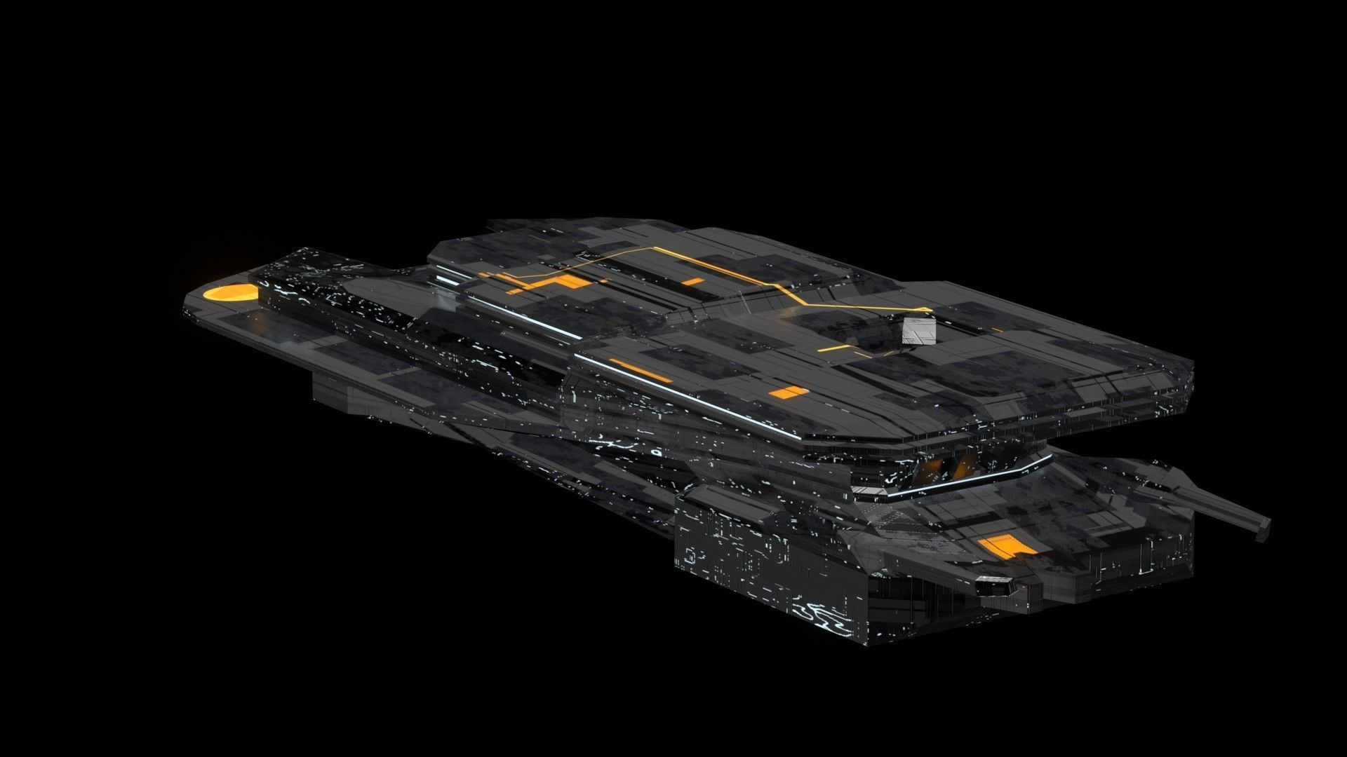 destroyer spaceship sci fi 3D Low-poly 3D model_6